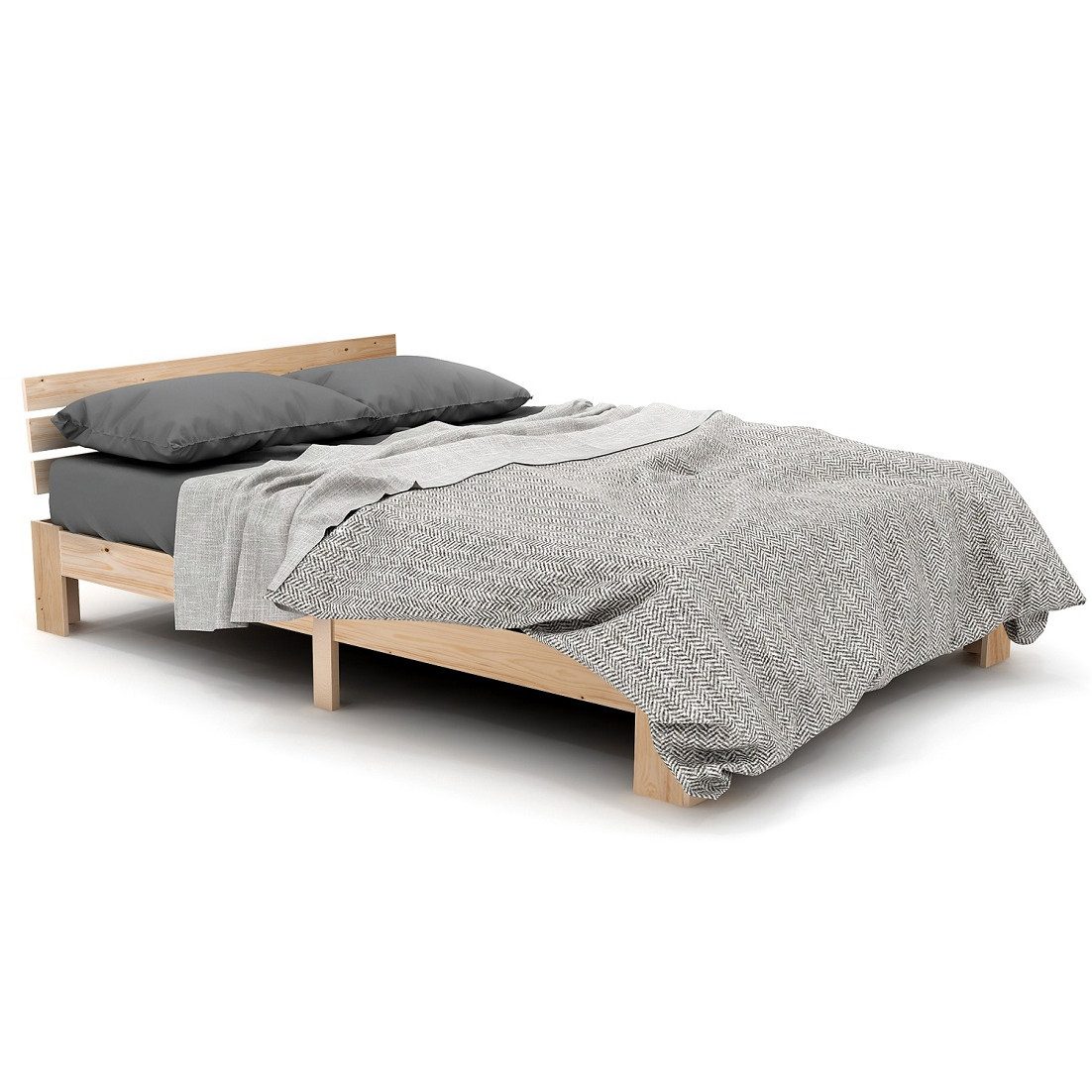 EXTSUD Holzbett Holzbett Doppelbett 140×200 cm – Massivholz Kiefer Weiß, Massivholz Massiv Doppelbett, 200 x 140 cm