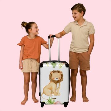 NoBoringSuitcases.com© Koffer Löwe - Kinder - Illustration - Aquarell 67x43x25cm, 4 Rollen, Mittelgroßer Koffer für Kinder, Trolley