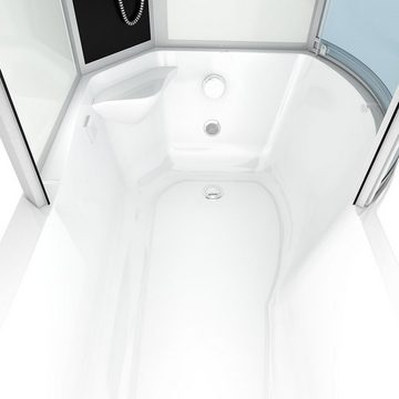 AcquaVapore Komplettdusche Wanne Dusche Kombination Weiß K55-L03 170x100, Sicherheitsglas ESG, inklusive Duschwanne