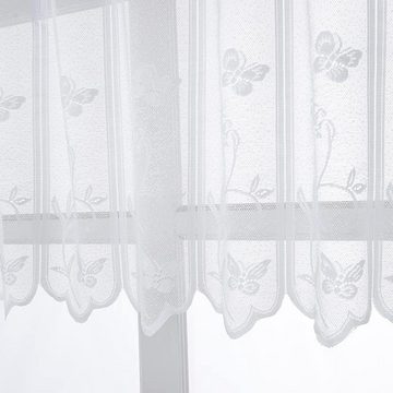 Scheibengardine Scheibengardinen transparent Jacquard gardine mit Blumen, Lollanda, mit ösen Kurze küchengardinen mit gebogter Kante, 1 Stück