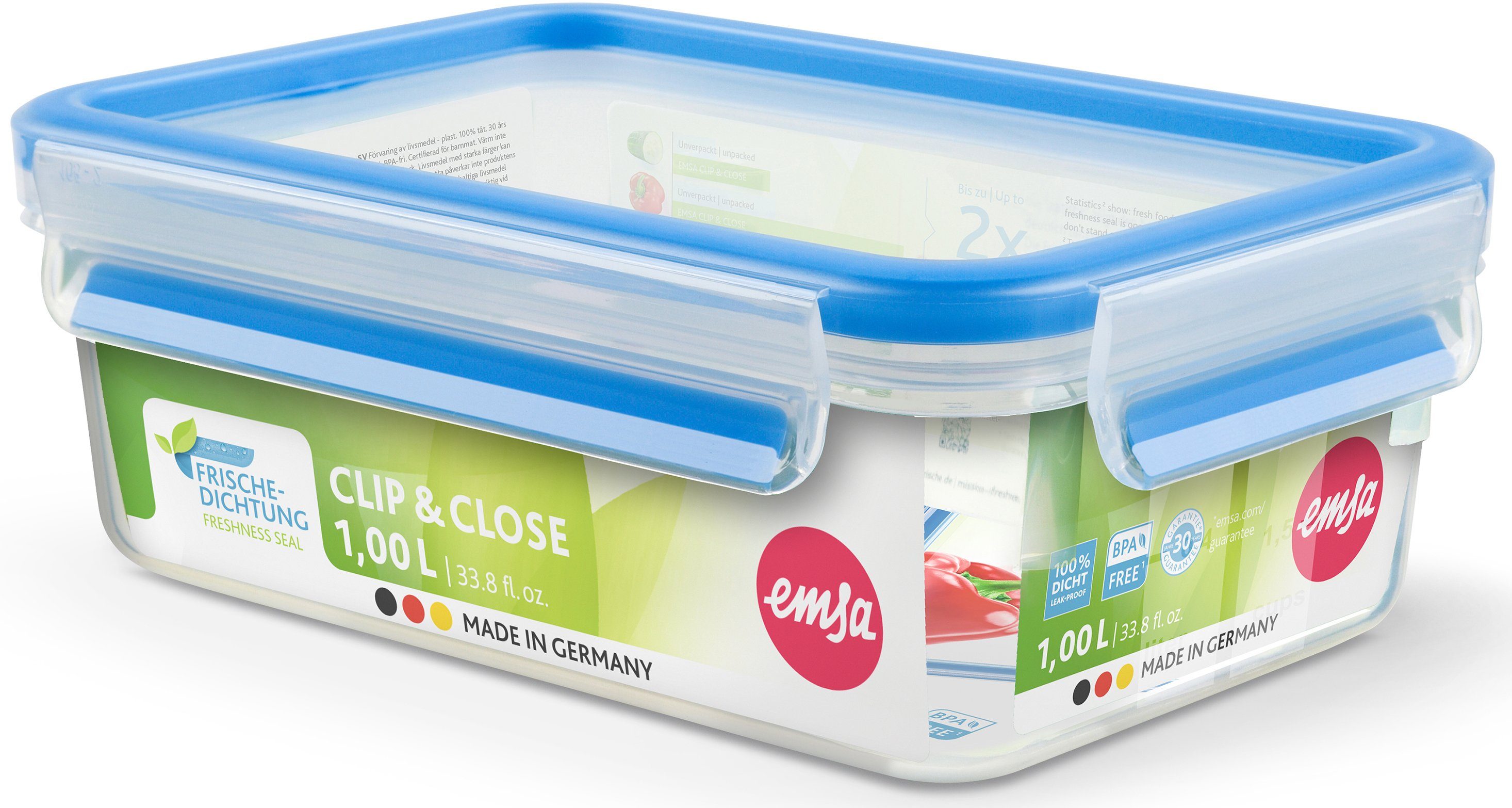 Emsa Frischhaltedose Clip&Close, Polyprophylen (PP), (Set, 6-tlg), Made in Germany, mikrowellengeeignet, (6 Dosen m. Deckel)
