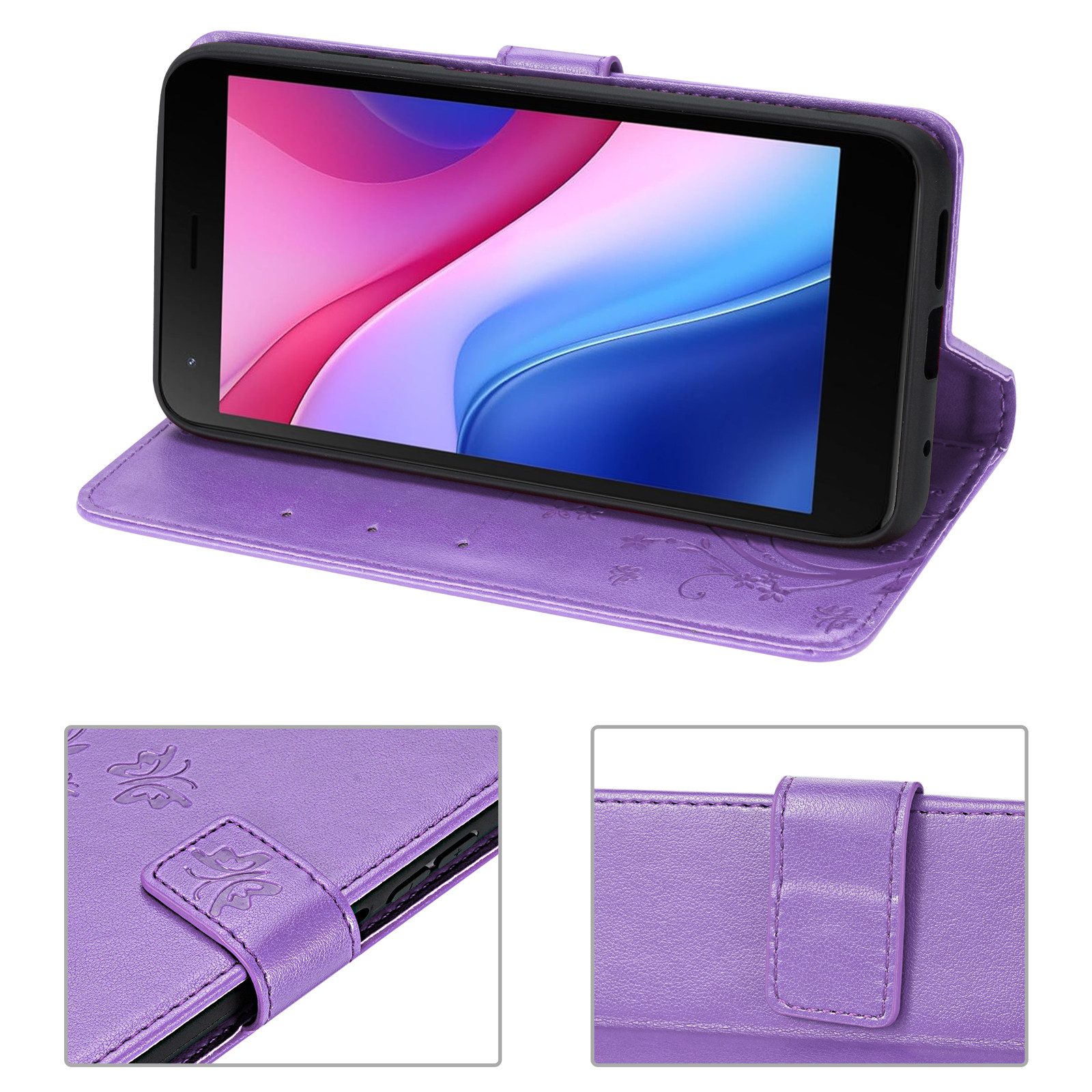 betterfon Smartphone-Hülle Handytasche für ZTE Blade A35 Lite Handyhülle Klapphülle, Bookstyle-Hülle: Magnetverschluss 3 Kartenfächer & Standfunktion – Bild 5 von 5
