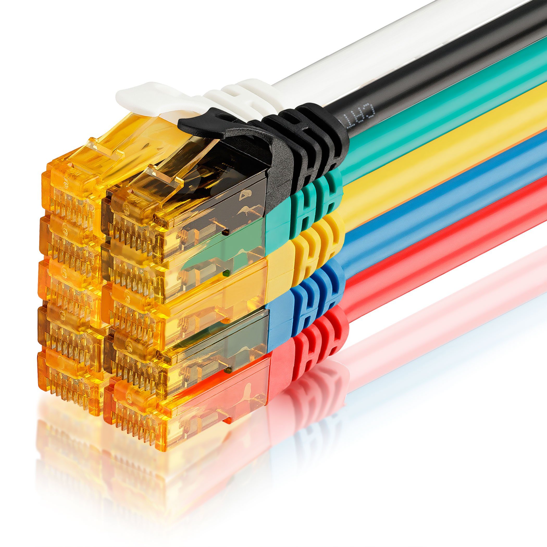 SEBSON 10x Ethernet Kabel 0,5m CAT 6 - Gigabit LAN Patchkabel 1000Mbit/s Netzkabel, (50 cm) Schwarz, Grün, Gelb, Blau, Rot, Pink, Weiß, Lila, Grau, Orange