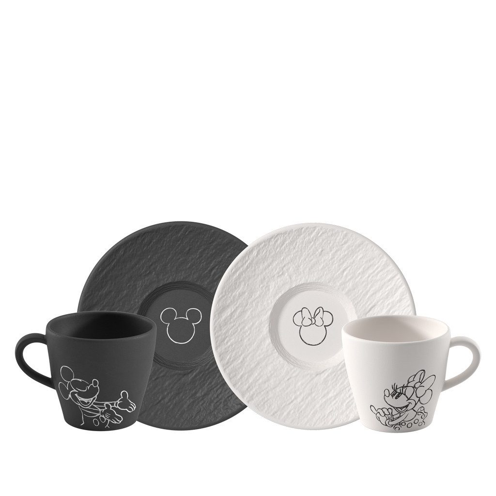 Villeroy & Boch Tasse Manufacture - Mickey Mouse, 4-tlg., Porzellan, Premium Porcelain, mikrow.- & spülm.sicher, Made in Germany