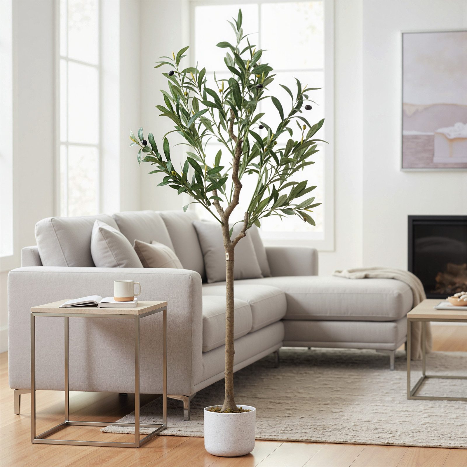 Kunstbaum Künstlicher Olivenbaum im Topf 60cm/120cm/135cm große Olivenbaum, GarveeMore, Höhe 120 cm, Kunstpflanze Deko für Wohnzimmer & Garten – Bild 5 von 5