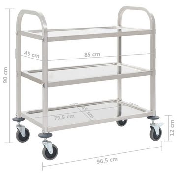 vidaXL Küchenwagen 3-Stufiger Servierwagen 96,5 x 55 x 90 cm Edelstahl