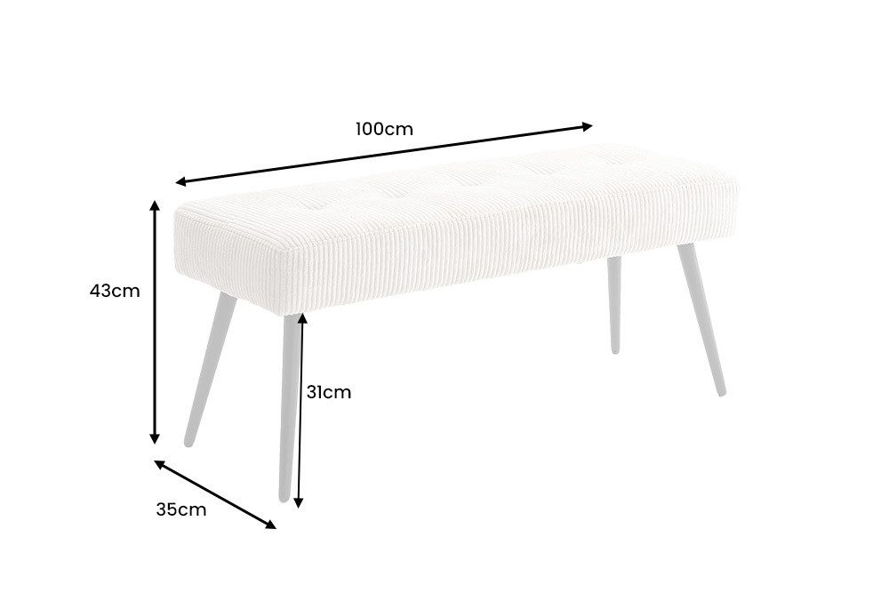 riess-ambiente Sitzbank BOUTIQUE 100cm beige/schwarz - Cord-Bezug, Metallbeine (Einzelartikel, 1-St), bequeme Polsterung mit Ziernähten – ideal für Flur oder Wohnbereich. € 59,95