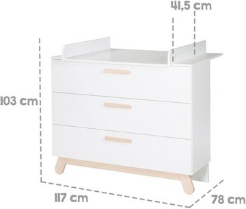 roba® Babyzimmer-Komplettset Clara, Weiß, (Set, 3-St., Kinderbett, Kleiderschrank, Wickelkommode), mit Kinderbett, Kleiderschrank & Wickelkommode; Made in Europe