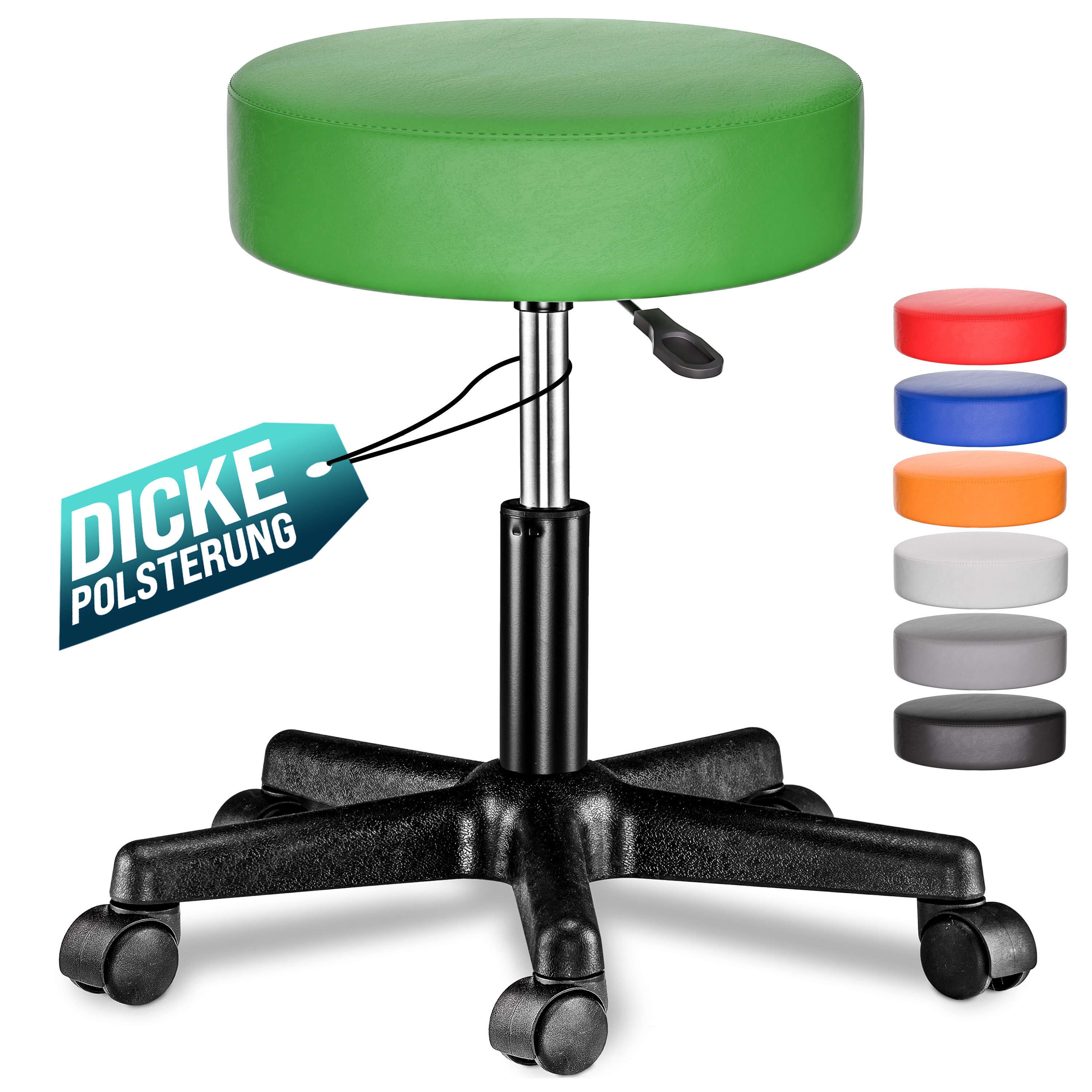 Casaria Drehhocker, Höhenverstellbar 10cm Polsterung 46-60cm Sitzhöhe 360° Drehbar Ø35cm