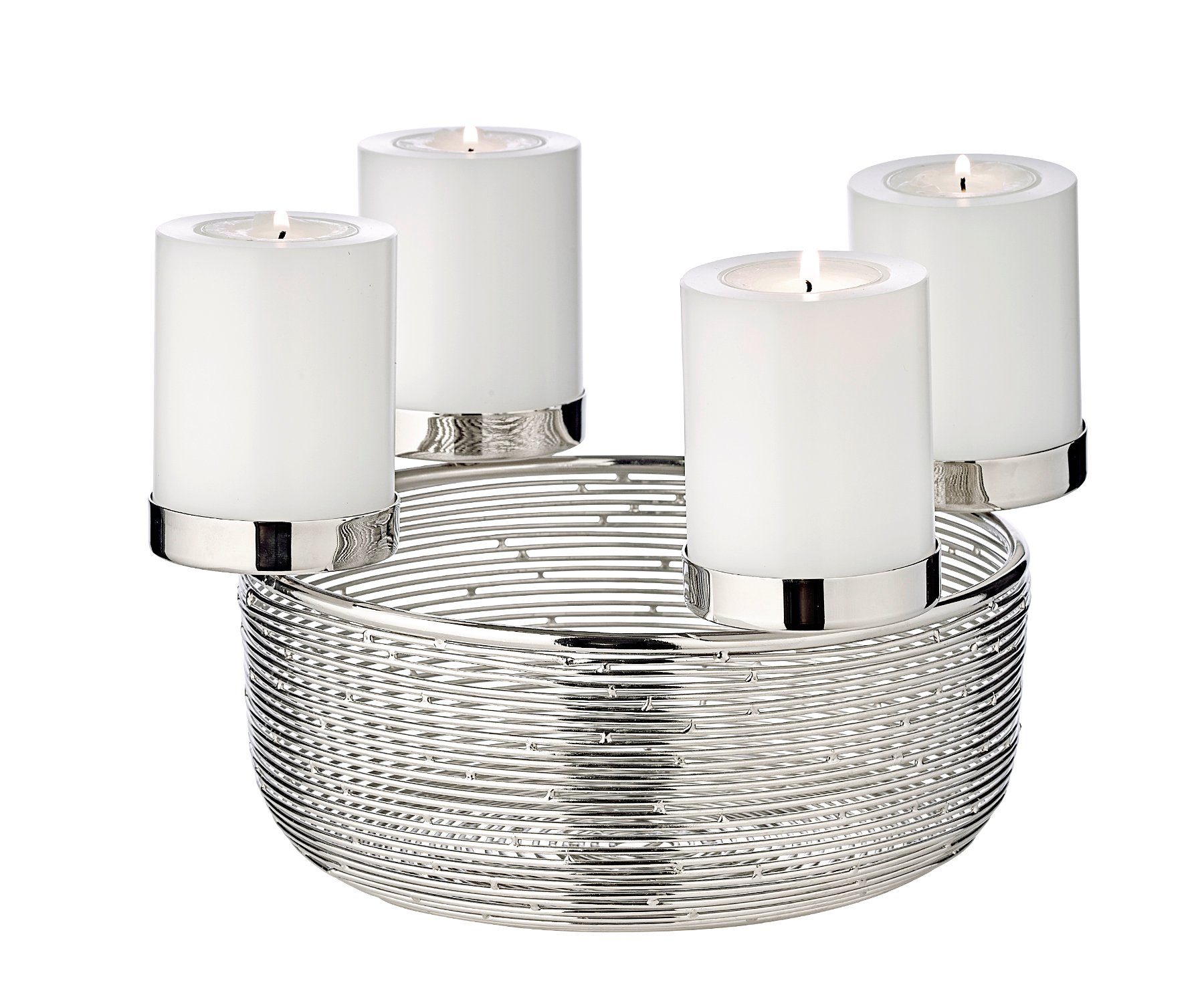 EDZARD Adventskranz Rio, Ø 26 cm, für 4 Kerzen á Ø 6 cm, Silber-Optik, vernickelt