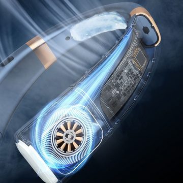BlingBin Mini USB-Ventilator Nackenventilator mit Kühlung 8000mAh Nackenkühler mit LED-Beleuchtung, USB Ventilator Hals für Unterwegs Reisen Sport