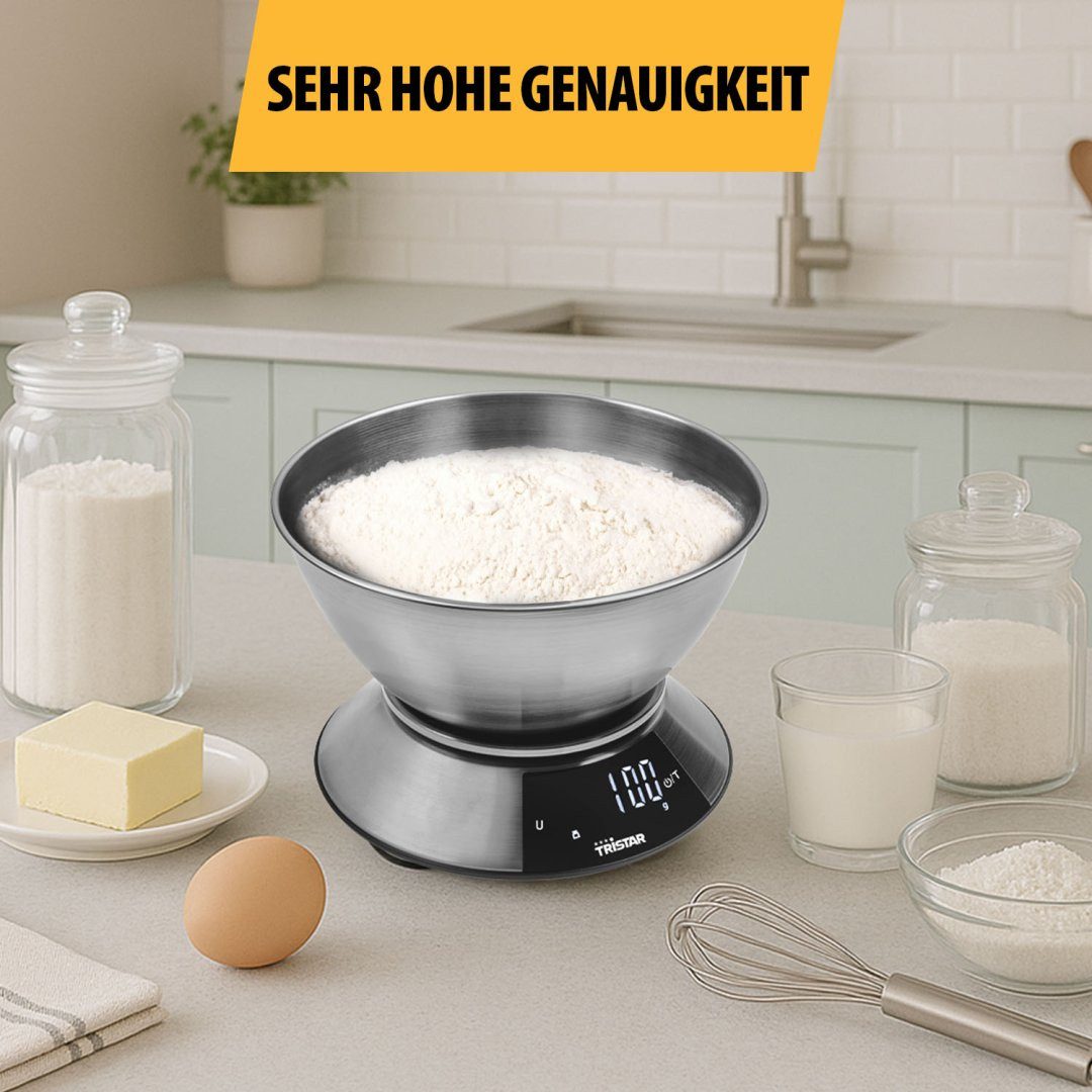 Tristar Küchenwaage Tristar KW-2453 Küchenwaage – Präzise – 2L Messbecher, Maximale Kapazität 5 kg - 2 L Messbecher