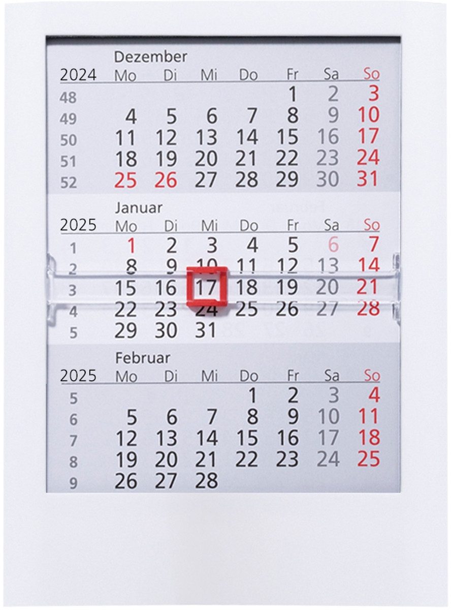 GÜSS Kalender Schreibtischkalender 3-Monatstischkalender 13x16cm Kalendarium 2026