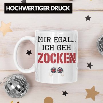 Trendation Tasse Trendation - Mir Egal Ich Geh Zocken Geschenk Tasse Zocker Gamer Gaming Geschenkidee Jungs Jungen Geburtstag Lustig