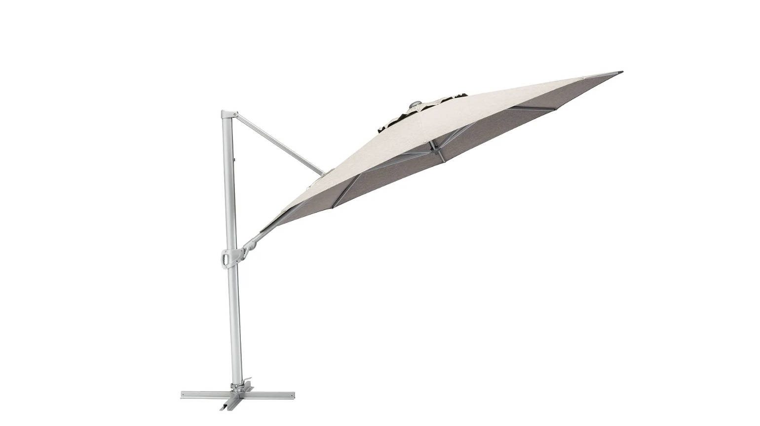 KETTLER Sonnenschirm EASY TURN Ampelschirm 300cm x 300cm, UPF50+, silber/ hellgrau meliert