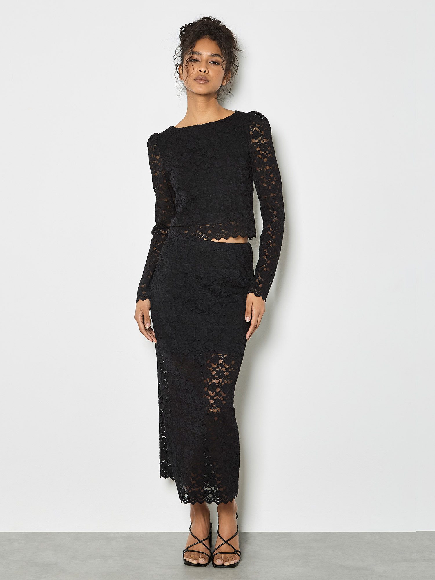 Apricot Midirock Bleistiftrock aus Spitze günstig online kaufen