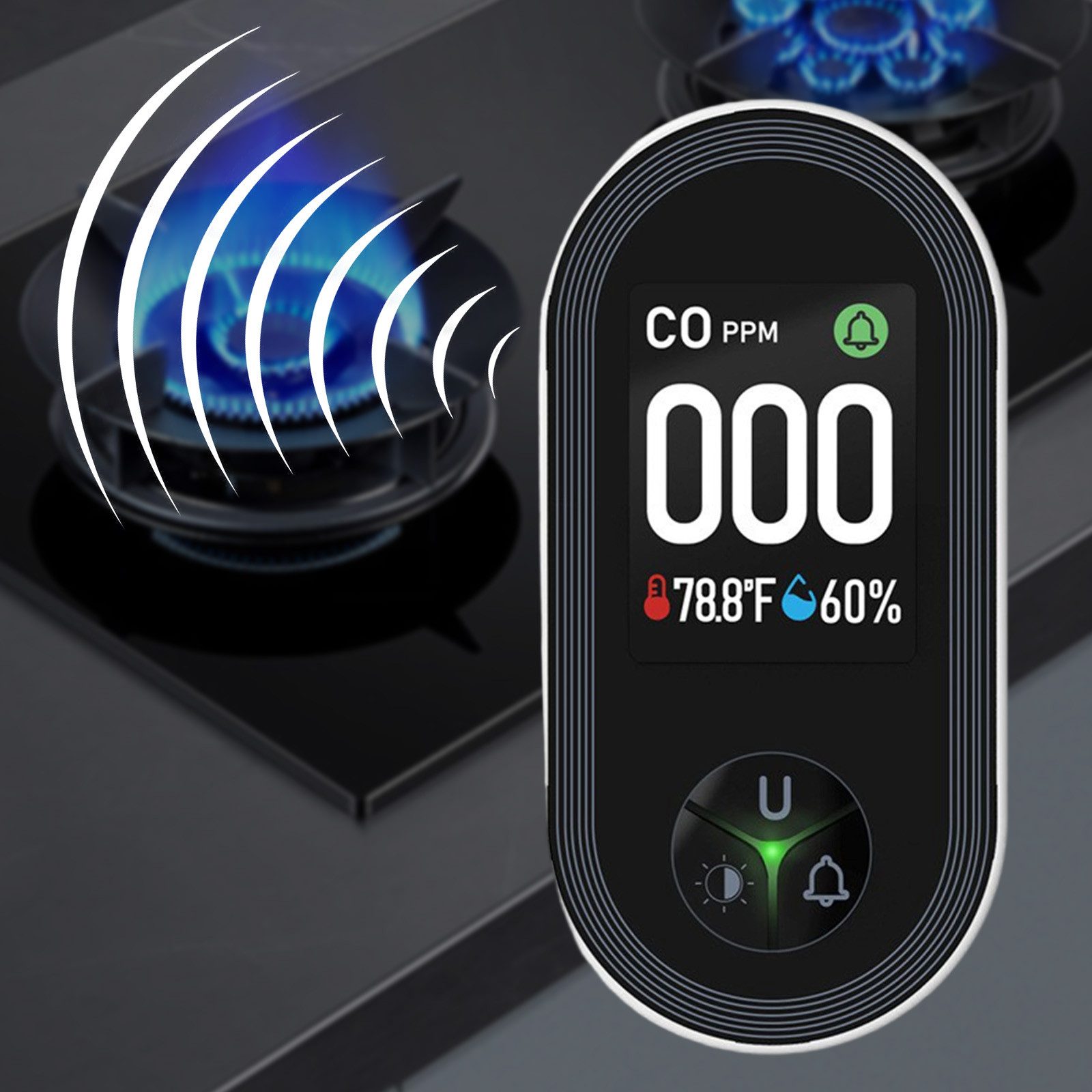 MODFU Raumluft-Qualitätssensor Raumluft-Monitor Echtzeit CO-Detektor Kohlenmonoxid-Melder, (CO-Alarm 0–999 ppm CO-Gaswarner, 1-St., 4-stufiges LED-Alarm-System 85dB Warnton mit Netzbetrieb 220V), für Zuhause Garage Wohnung Heizungskeller usw.