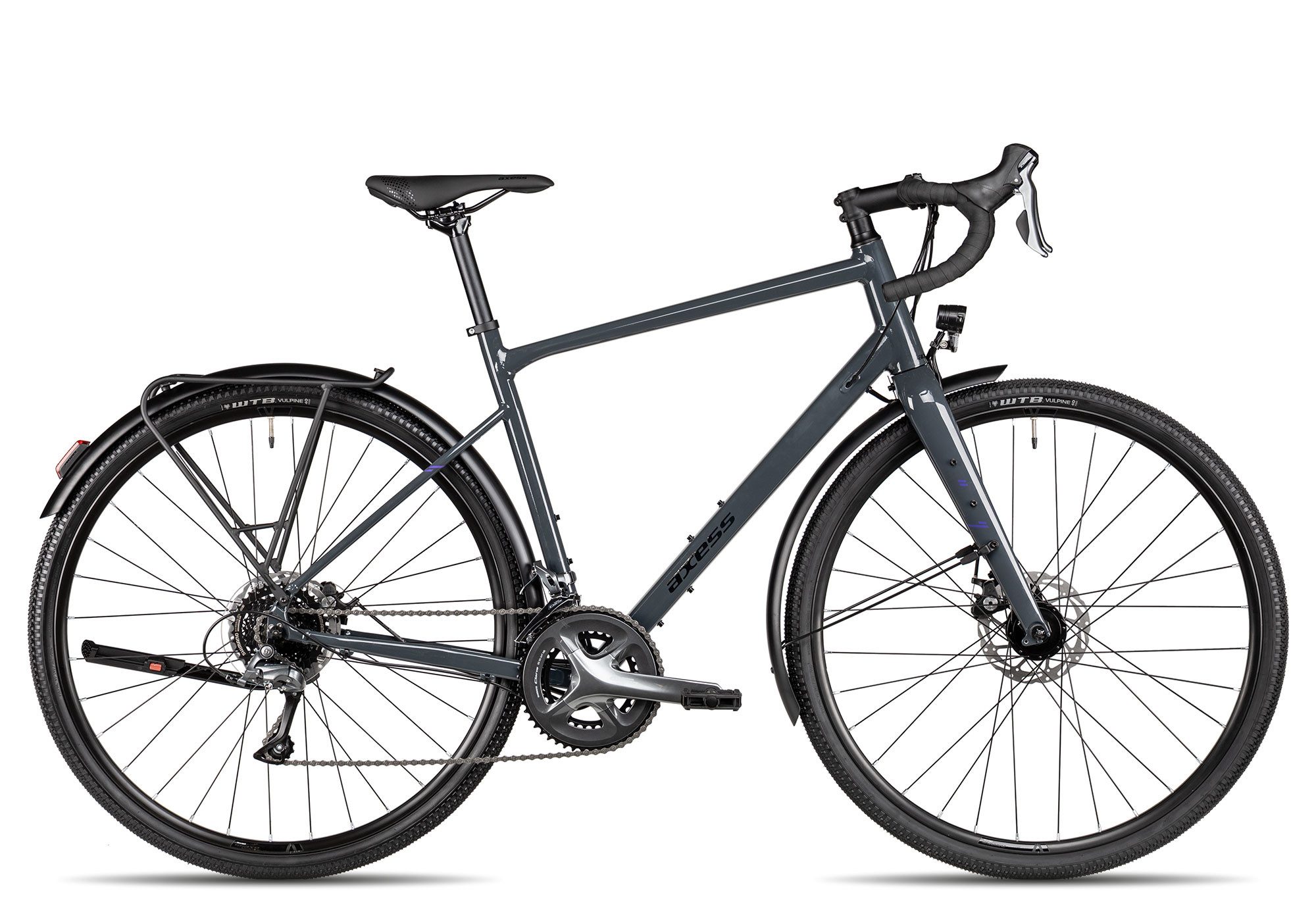 Axess Gravelbike CREED EQ, 16 Gang Shimano Claris RD-R2000-GS, 8-Speed Schaltwerk, Kettenschaltung, mechanische Scheibenbremse schwarz/grau