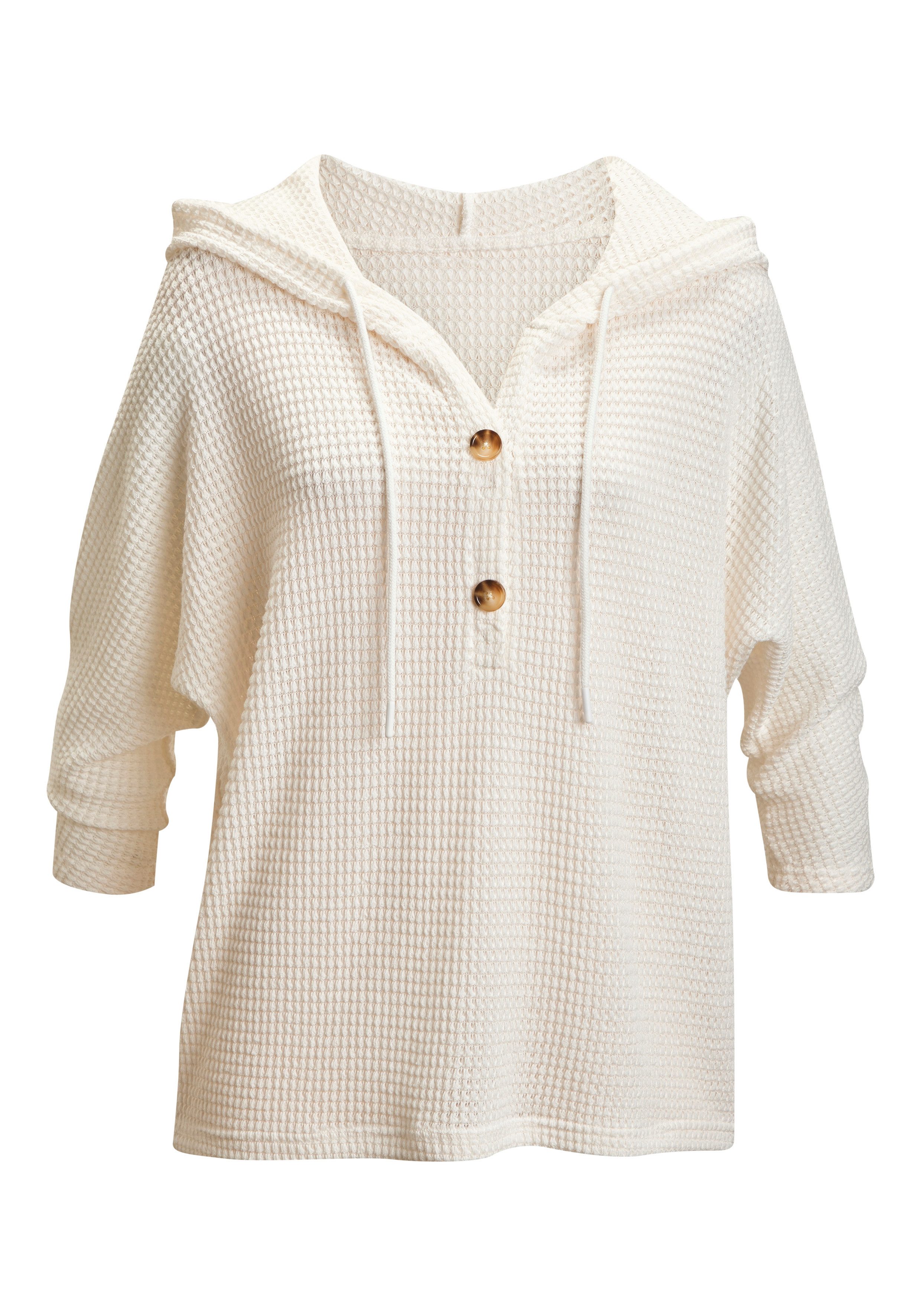 Kapuzenshirt aus sommerlichem Waffelstrick