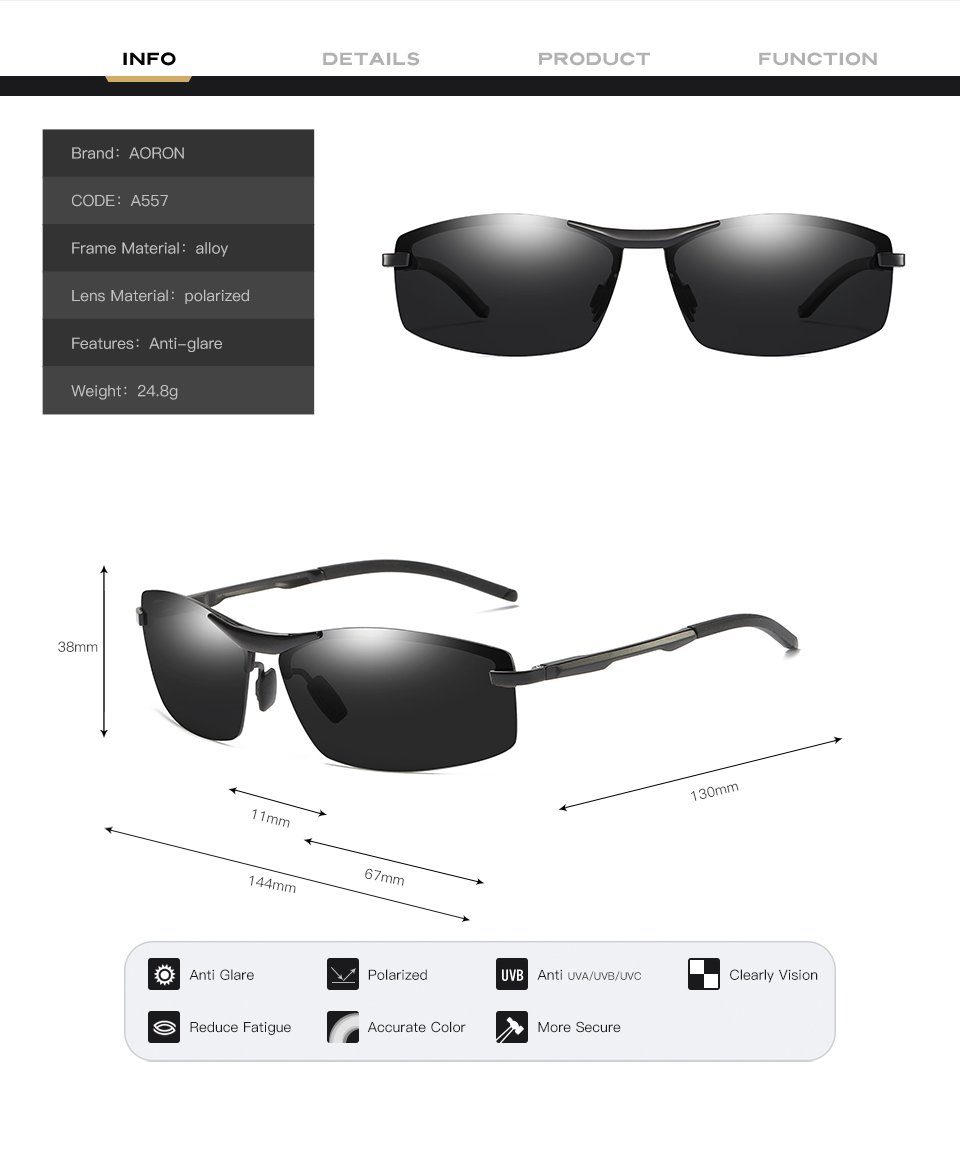 Sportbrille Sonnenbrille Herren UV400 polarisiert Sonnenbrille PACIEA 100% silberschwarz Leicht Schutz