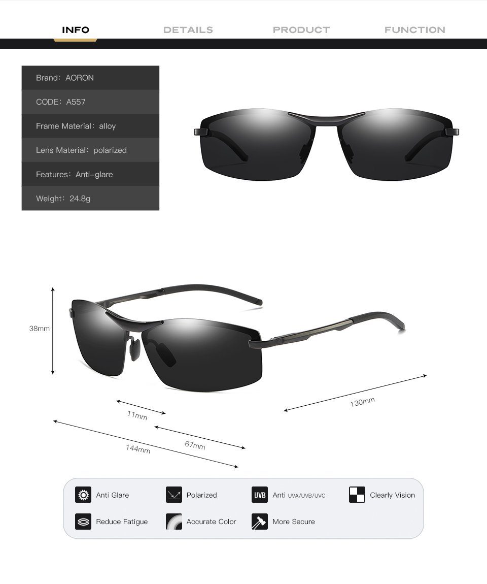 Leicht PACIEA schwarztransparent Herren polarisiert Sonnenbrille Sonnenbrille UV400 Sportbrille 100% Schutz