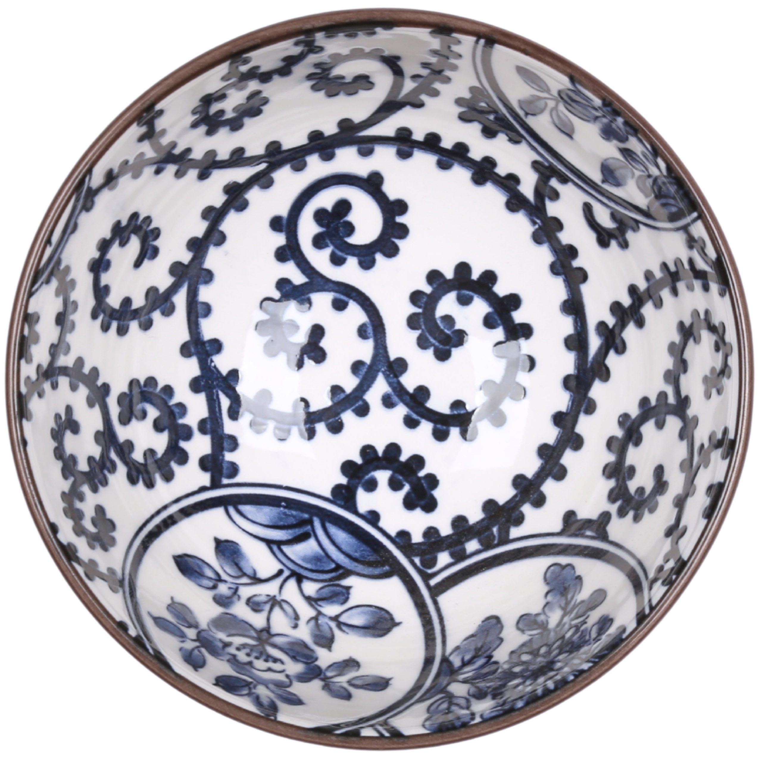 Sarcia.eu Teeschale Japanische Tasse, Chawan Matcha-Schale, blaue Ornamente Keramik 280 ml