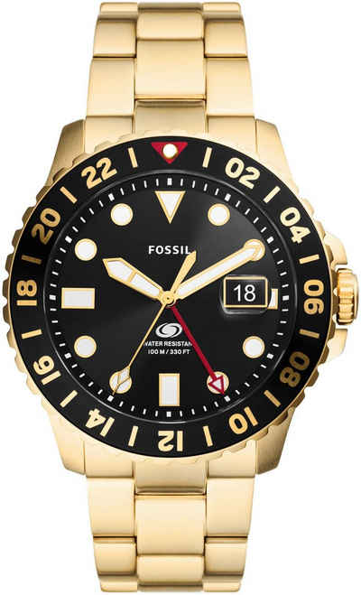 Fossil Quarzuhr FOSSIL BLUE GMT, FS5990, Armbanduhr, Herrenuhr, Datum, analog