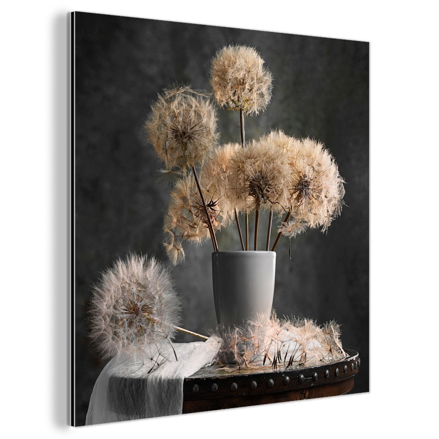 MuchoWow Metallbild Blumensamen - Löwenzahn - Vase - Stilleben - Blumenstra günstig online kaufen