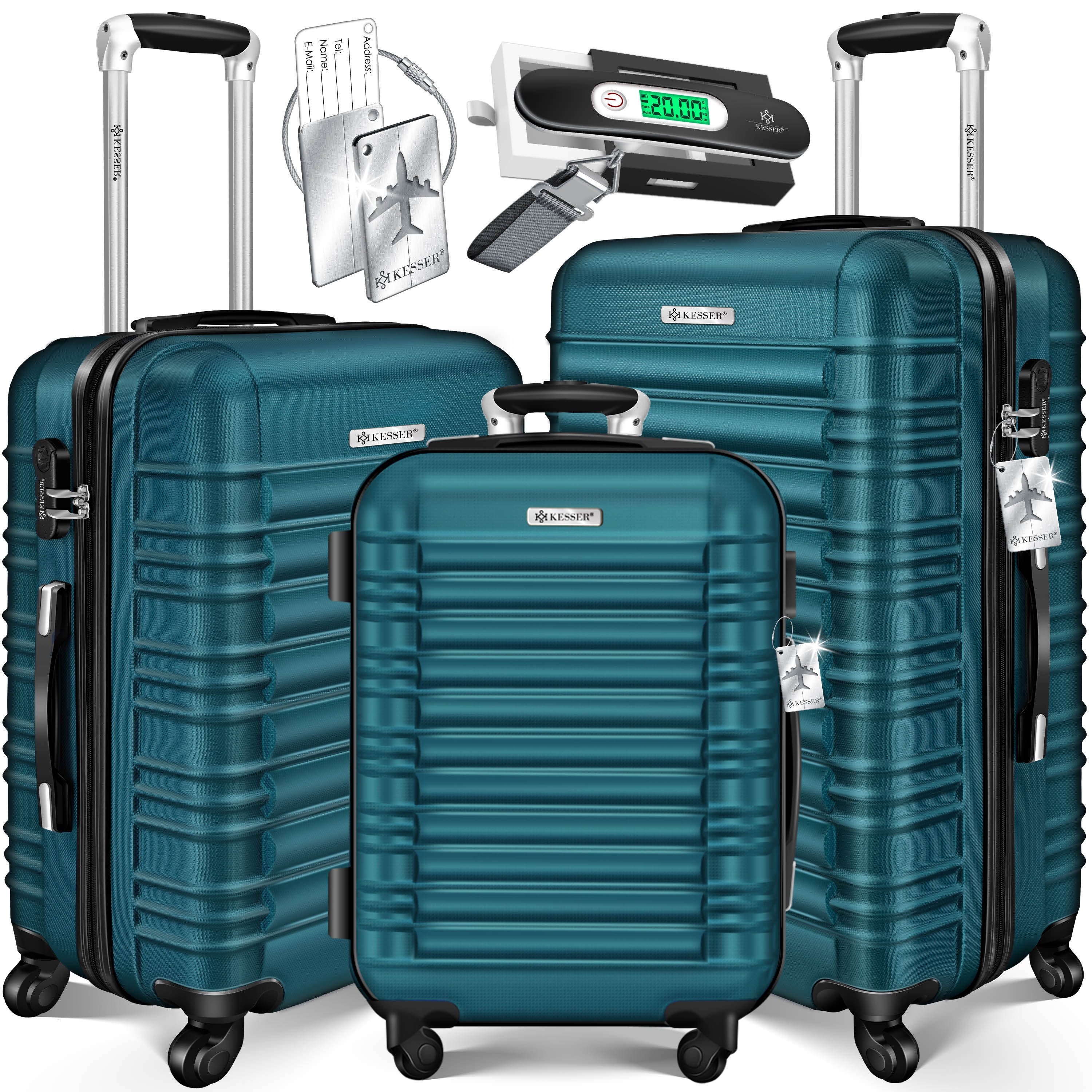 KESSER Kofferset, 4 Rollen, 3tlg. Hartschalenkofferset Hartschalenkoffer Reisekoffer Set