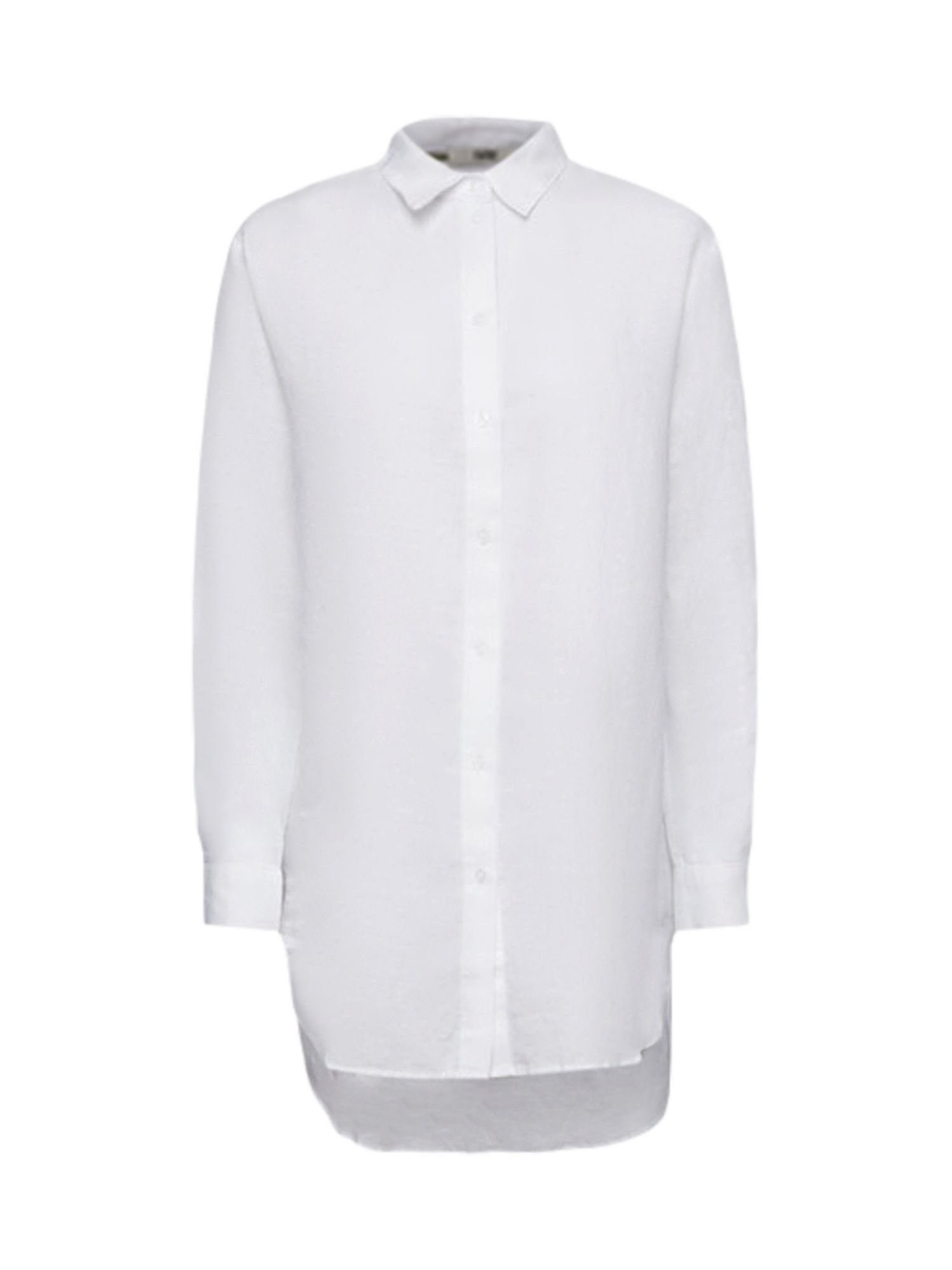 Esprit Langarmbluse Hemd aus Baumwolle-Leinen-Mix WHITE