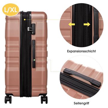 Flieks Trolleyset, 4 Rollen, (Set, L&XL mit Erweiterung, 3 tlg), Kofferset Trolley Handgepäck HartschalenKoffer Reisekoffer Set