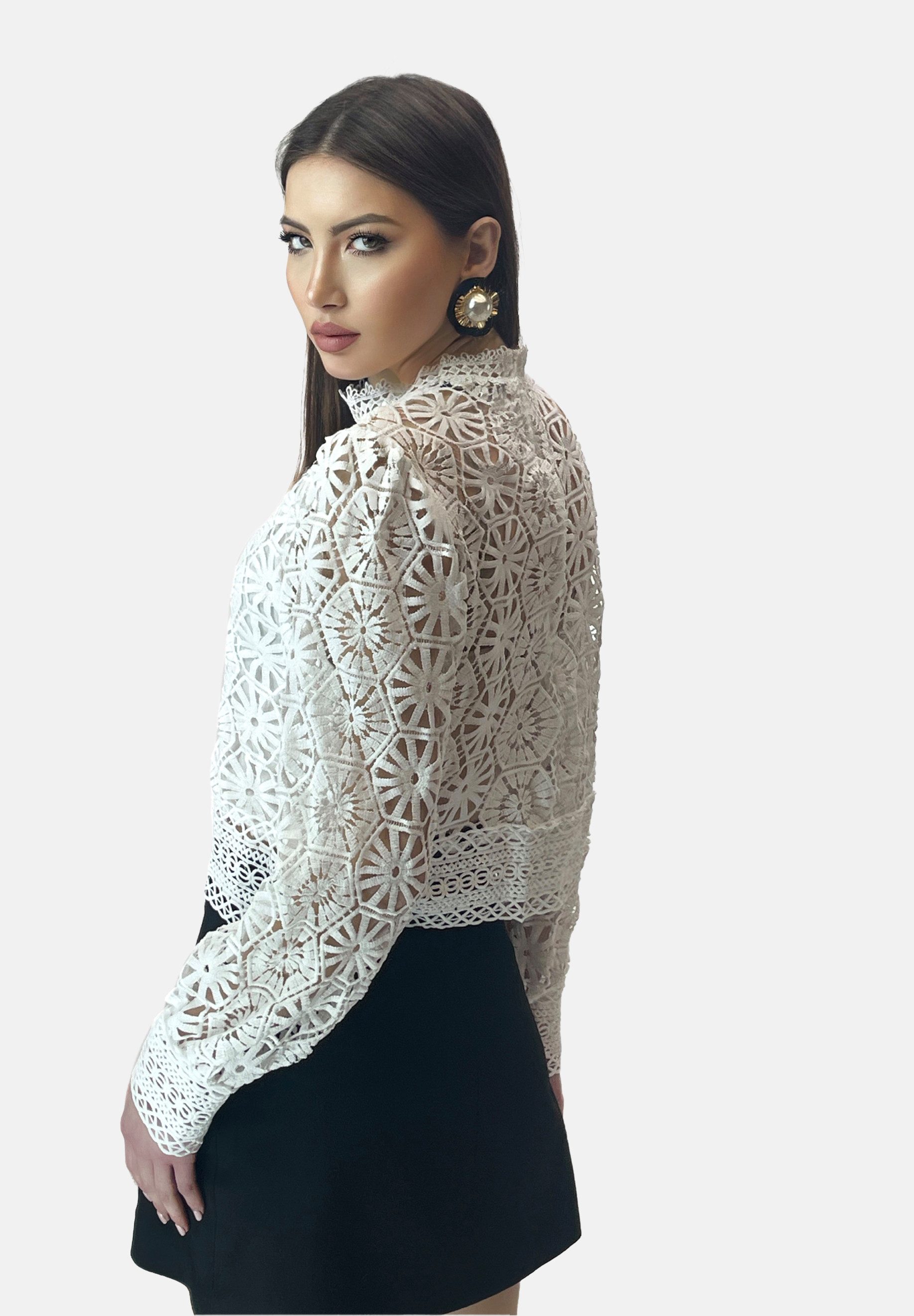 Klassische Bluse Elara Damen Spitzenhemd