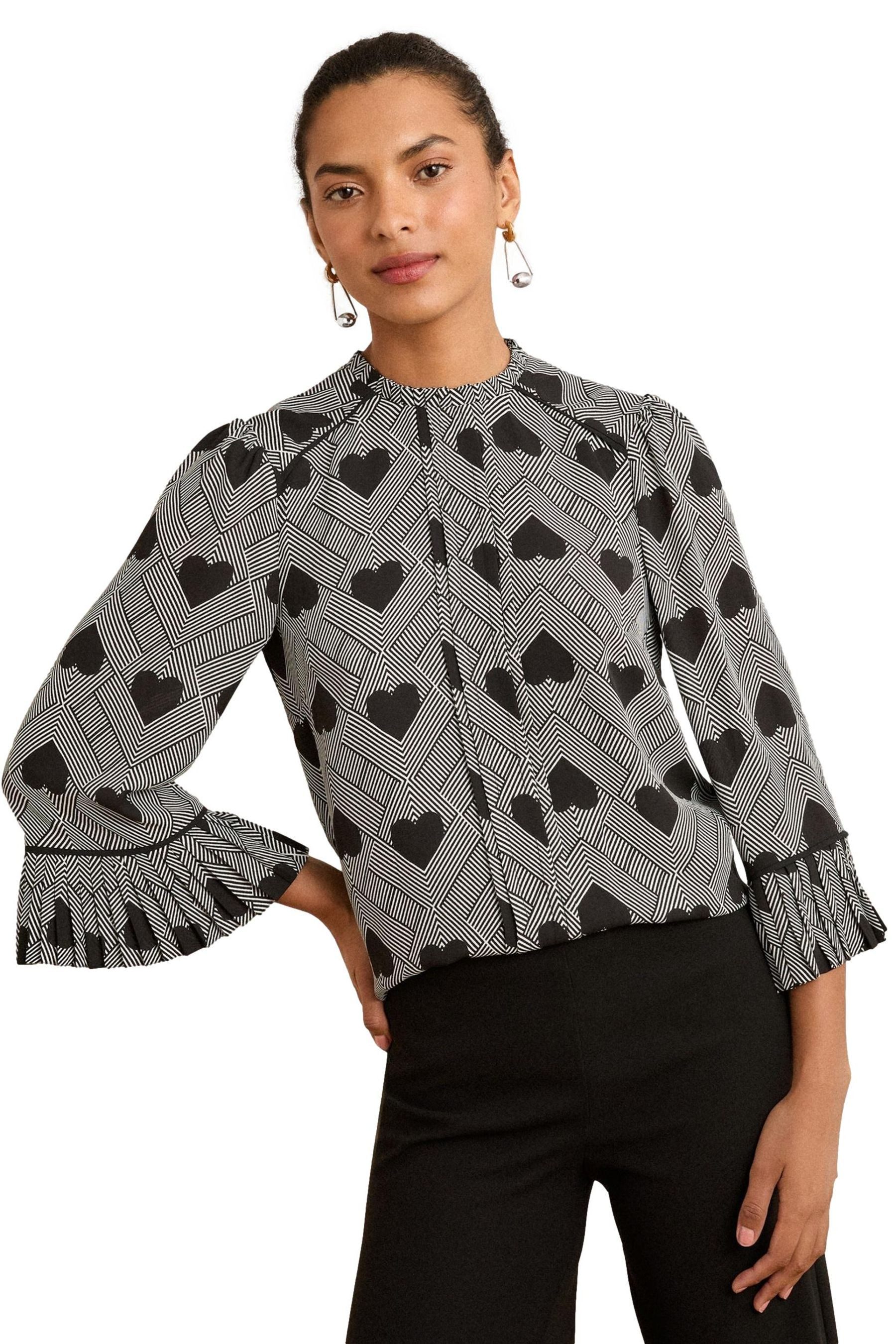 Love & Roses Langarmbluse Love & Roses Bluse mit Plisse und Trompetenärmeln günstig online kaufen