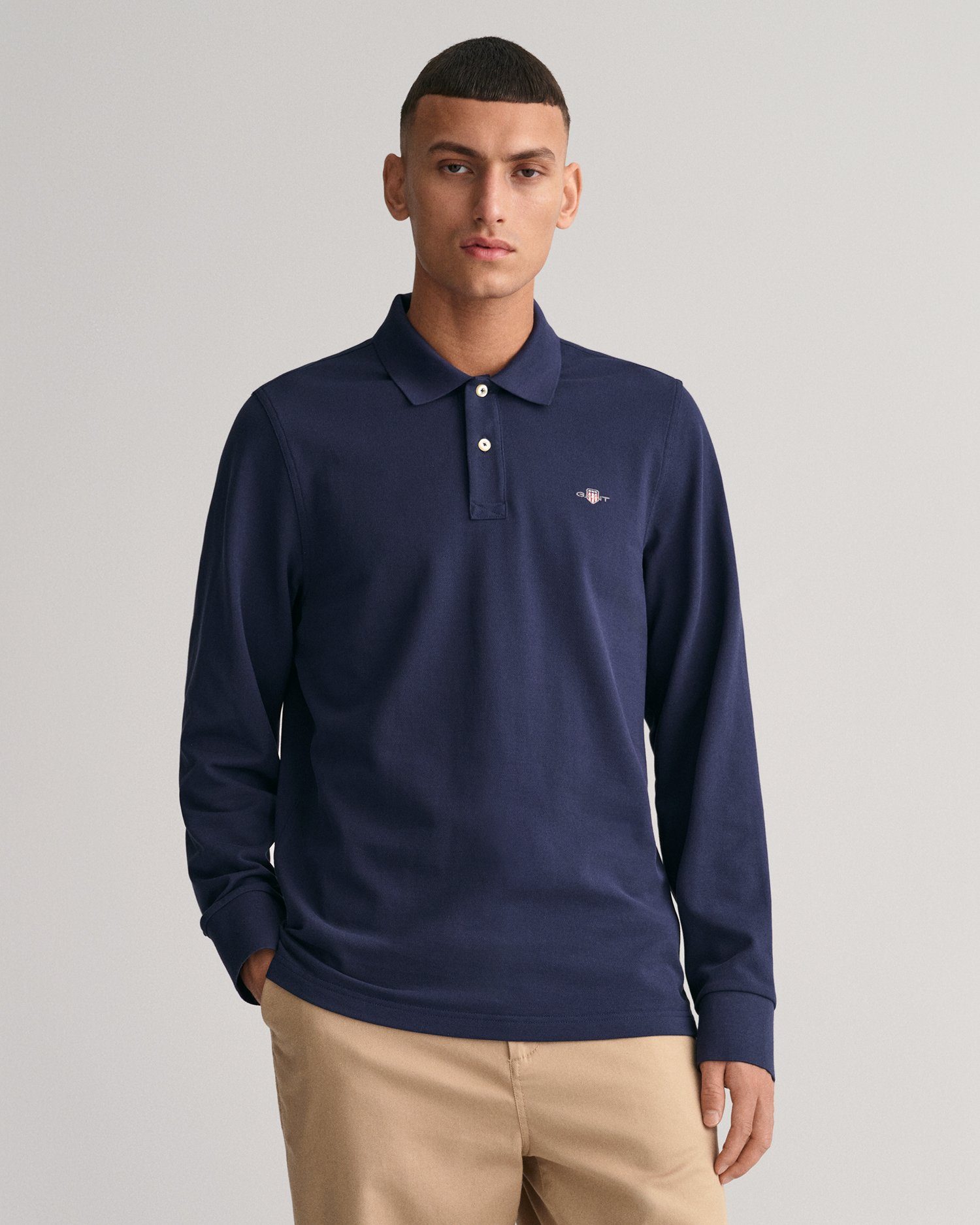 Gant Poloshirt REG SHIELD LS PIQUE RUGGER mit Logotickerei auf der Brust