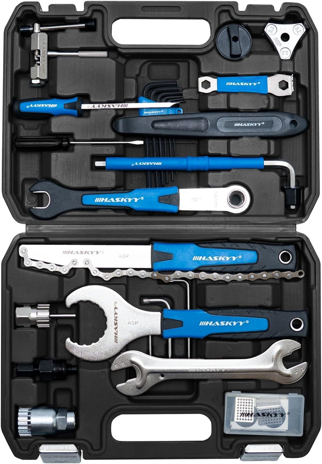 HASKYY Bicycle Repair Kit, 51-piece tool set in a case for repairs and maintenance
