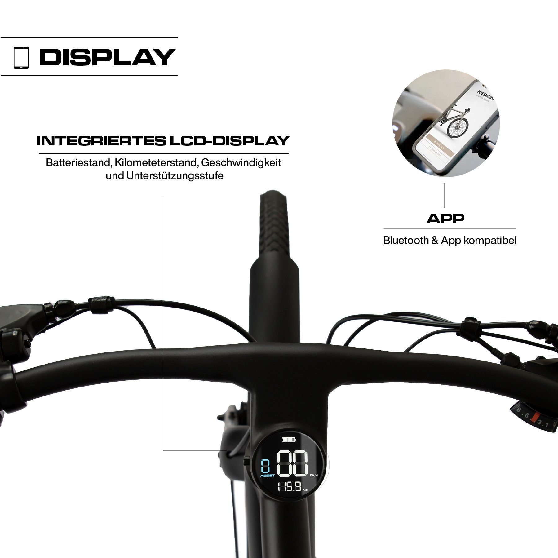 Keskin eBike E-Bike Cityrad cBike1 27,5 Zoll E-Bike Pedelec mit Premium‑Service, 8 Gang Shimano Schaltwerk, Kettenschaltung, Heckmotor, 432 Wh, (Akku-Ladegerät, Werkzeug, Beleuchtung, Schlüssel), mit Drehmomentsensor, integriertes App-Display