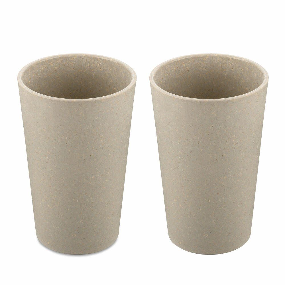 KOZIOL Becher Connect Cup L 2er-Set Nature Desert Sand, Kunststoff-Holz-Mix, stapelbar