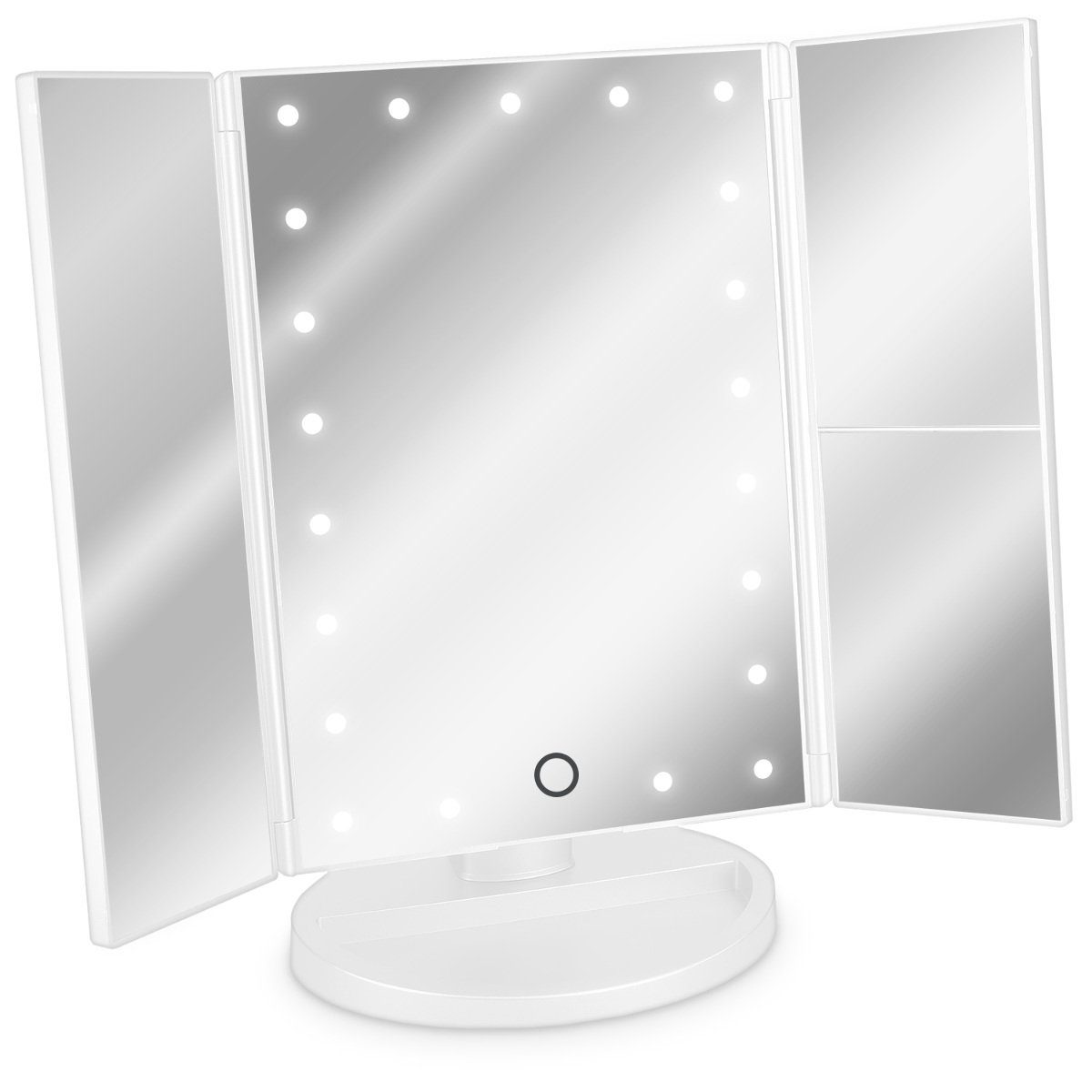 Navaris Kosmetikspiegel Kosmetikspiegel faltbarer Standspiegel - beleuchtet Weiß