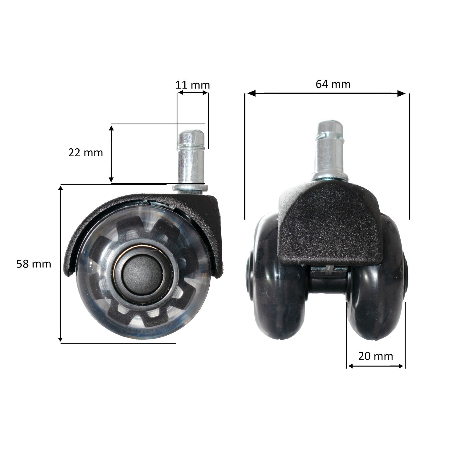 freiraum Stuhlrolle SPM1.978, (5stk) Universalrollen, in Schwarz - 6x7x5 (BxHxT)