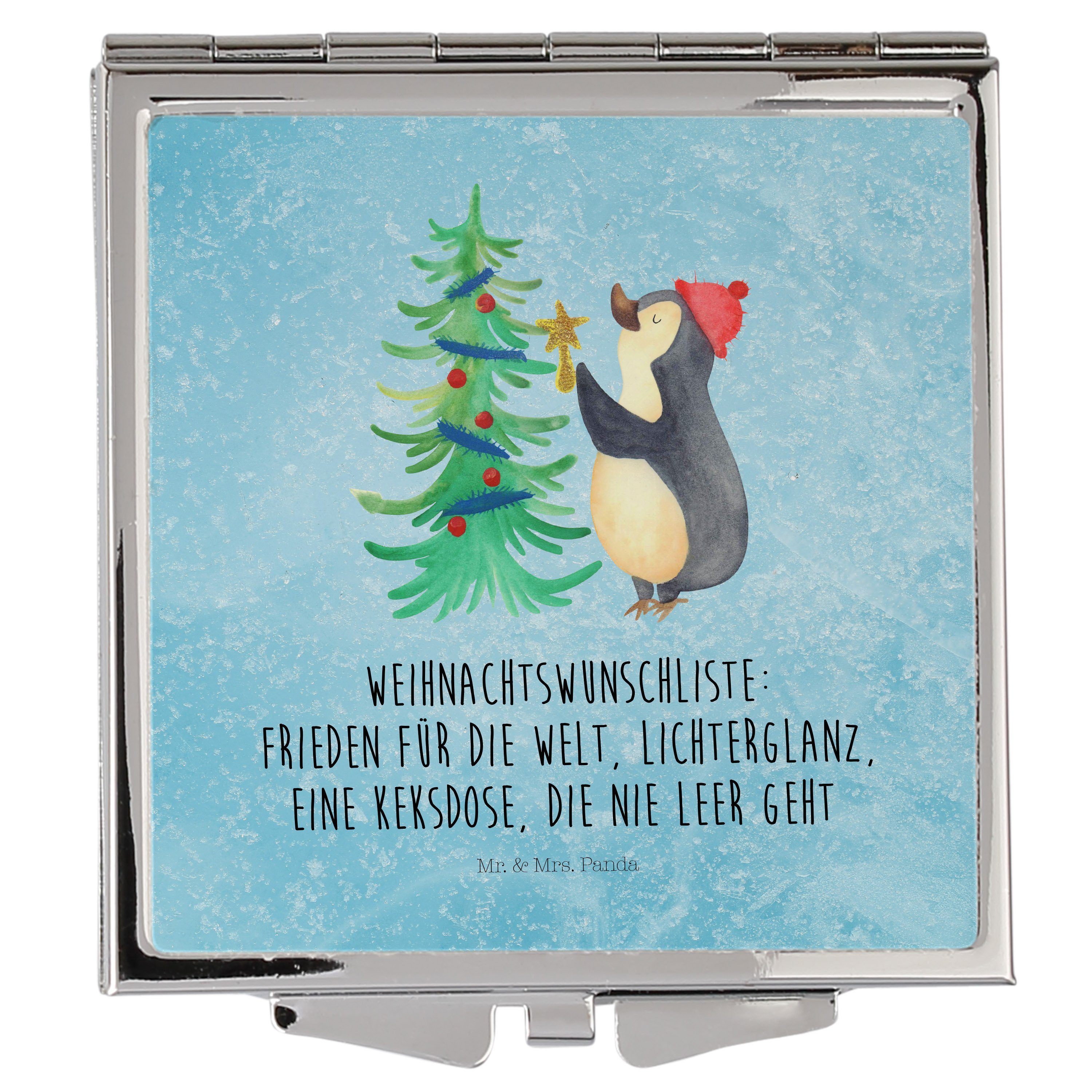 Wei Spiegel, Eisblau Mr. Pinguin Weihnachtsbaum Panda - (1-St) Geschenk, & - Mrs. Handtasche, Kosmetikspiegel