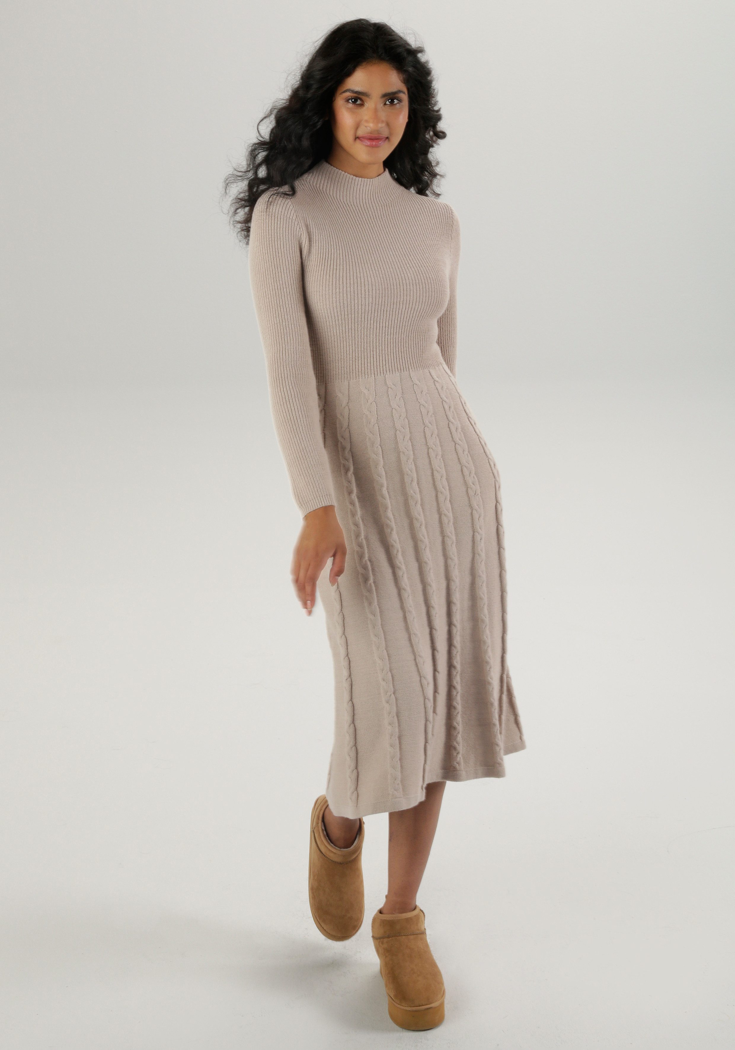 Aniston SELECTED Strickkleid mit Zopfstrickmuster