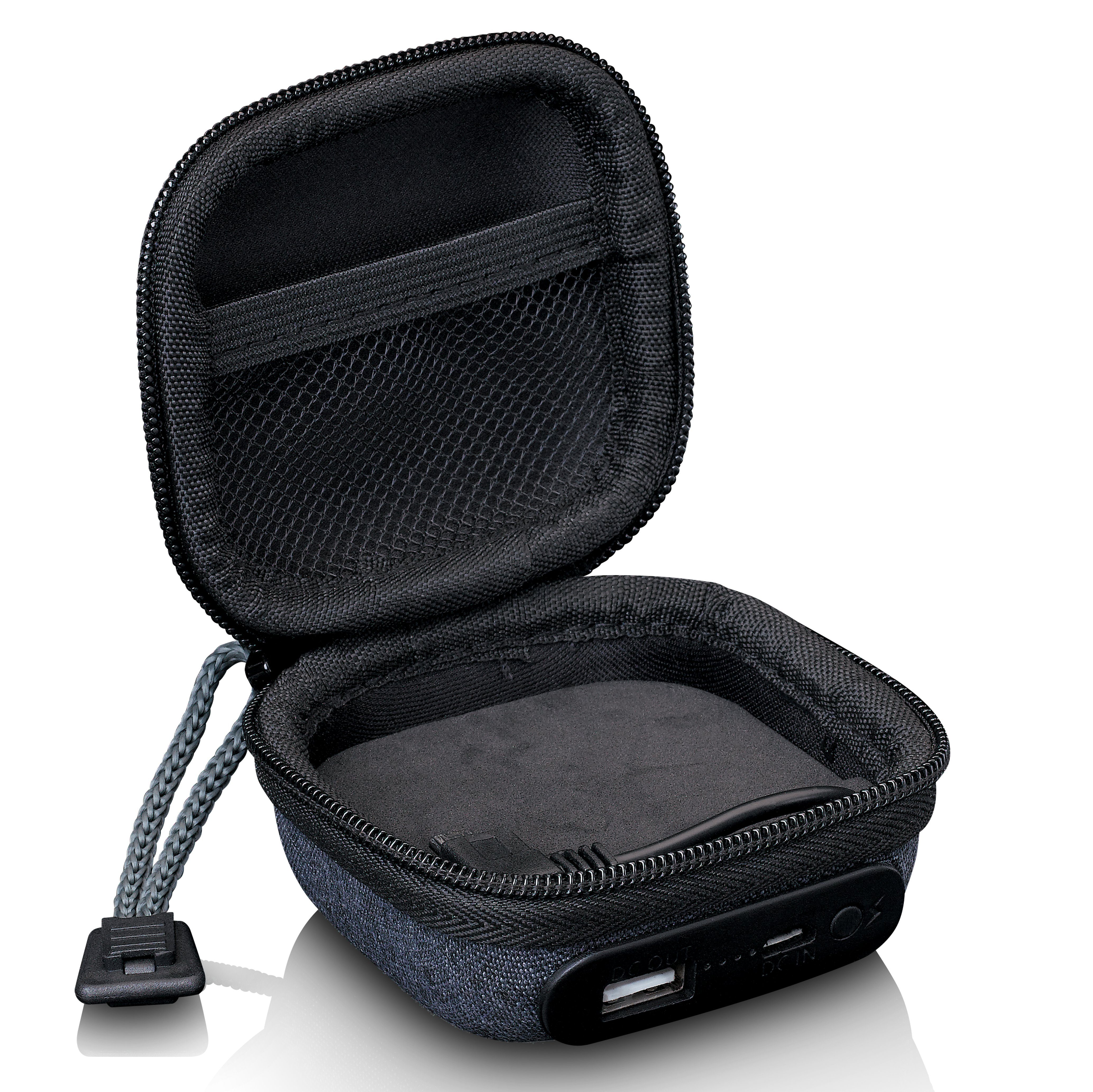 Lenco PBC-10GY Powerbank 1050 mAh (5 V DC V, 1 St), Powerbank-Tasche mit 1050mAh & Energiestatusanzeige, Ideal für Reisen