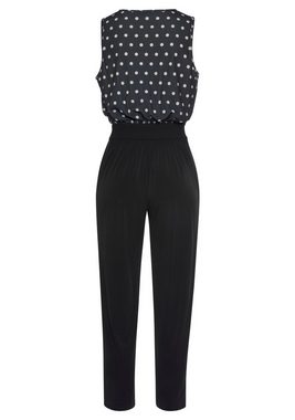 LASCANA Overall mit bedrucktem Oberteil, eleganter Jumpsuit mit V-Ausschnitt