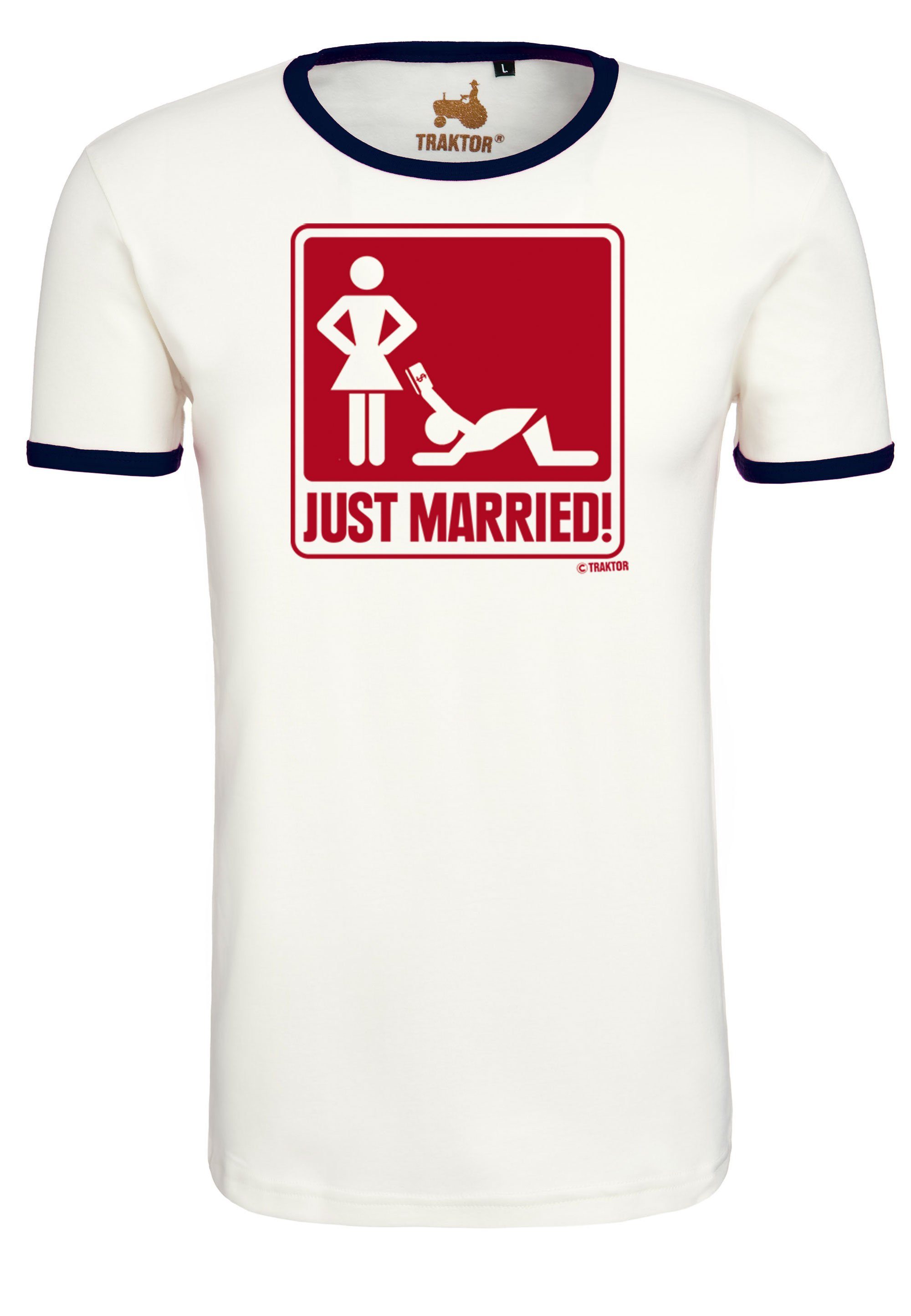 LOGOSHIRT T-Shirt Just Married mit Print lustigem