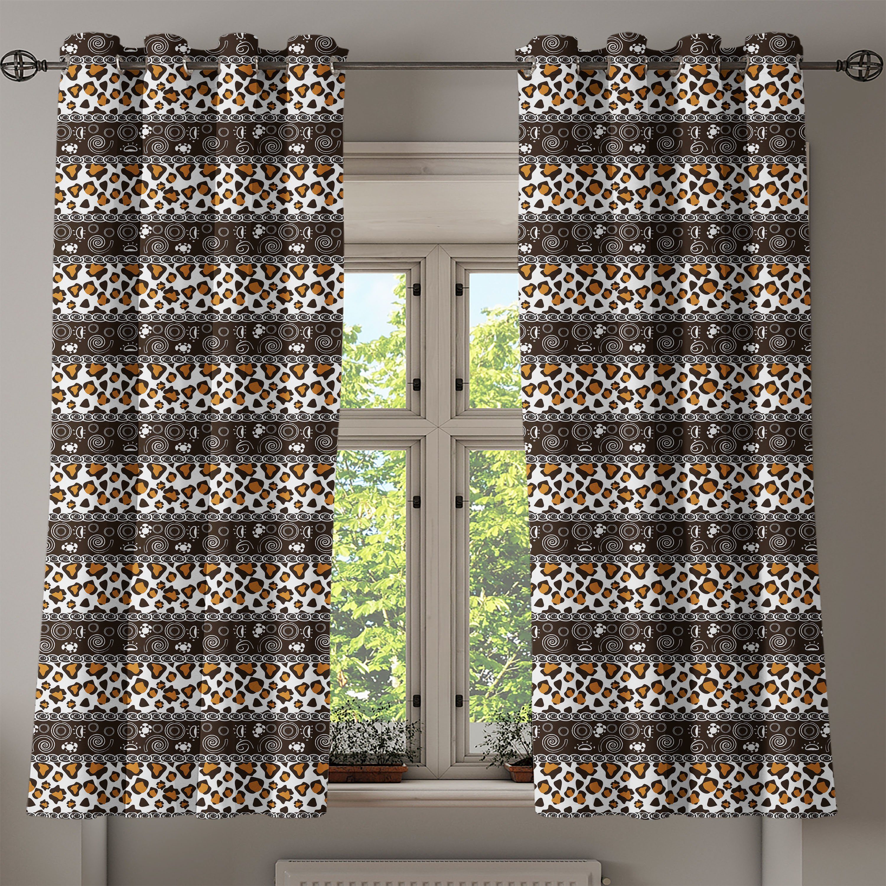 Dekorative 2-Panel-Fenstervorhänge Abakuhaus, Wohnzimmer, Cheetah-Haut-Kreise Schlafzimmer für Gardine afrikanisch