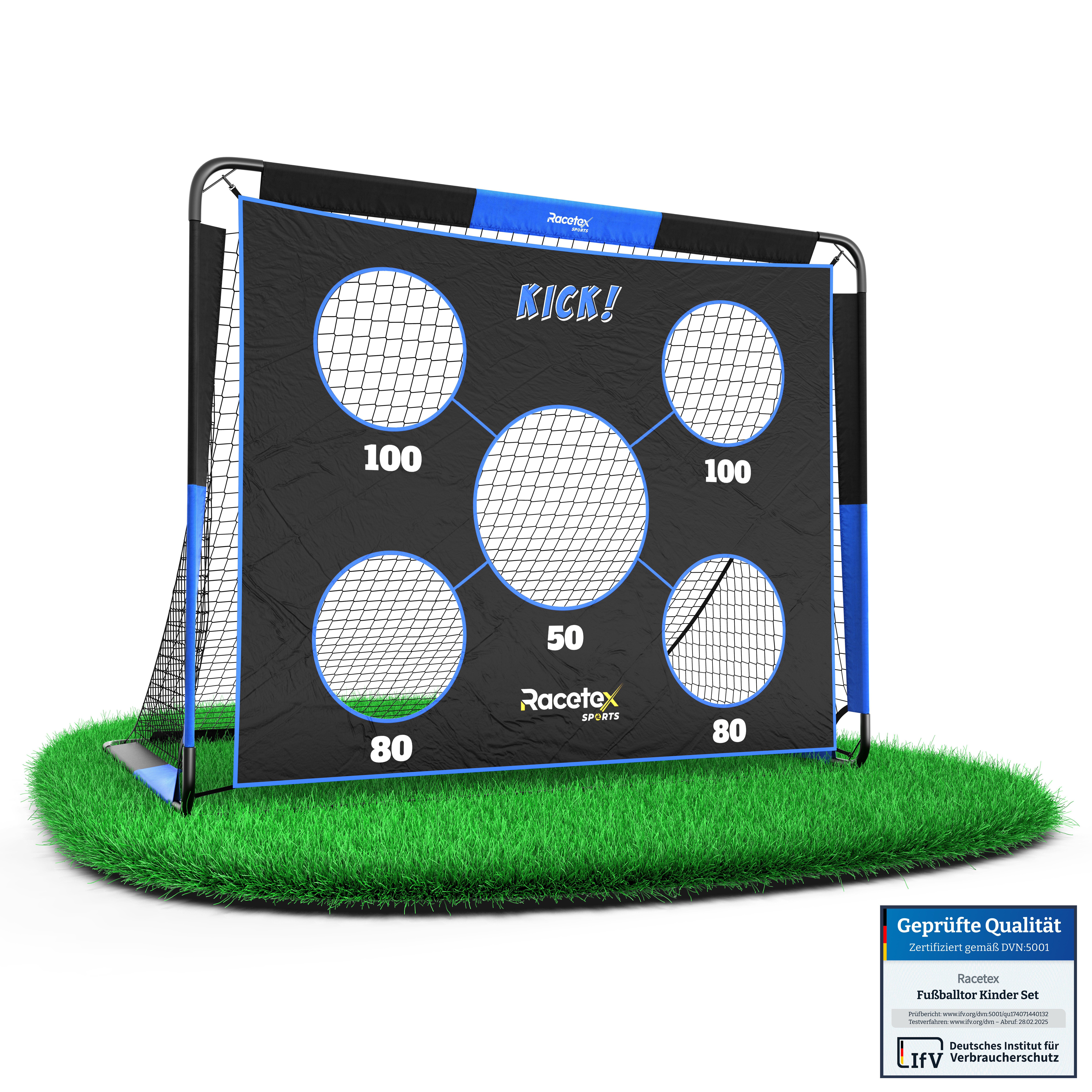 Racetex Fußballtor 2-in-1 Fußballtor mit Torwand – robust, mobil & schnell (mit praktischer Transporttasche, Erdanker und robustem Fußballnetz), ⚽ UNSERE EMPFEHLUNG ⚽