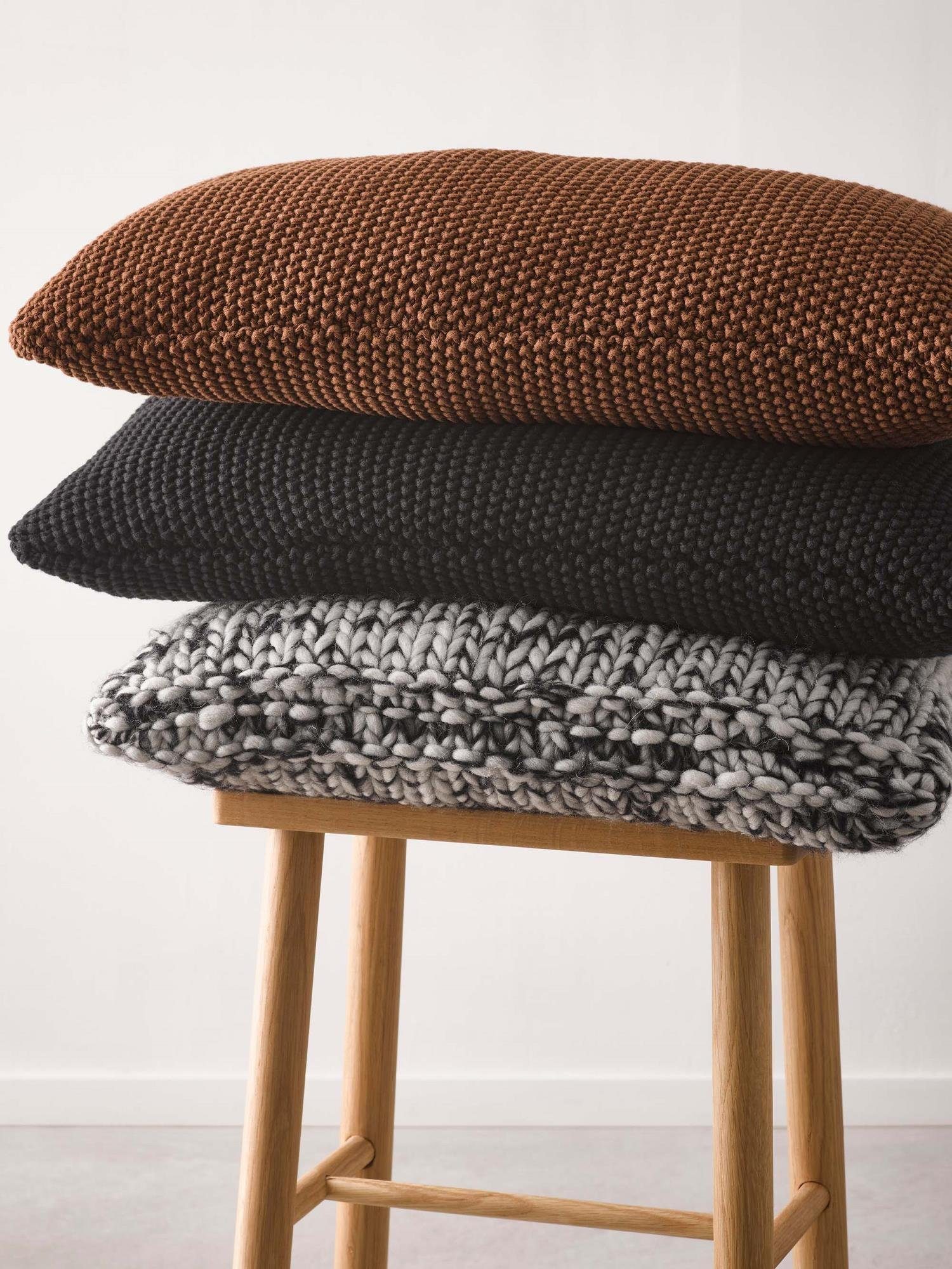 Nordic Baumwolle Brown gestrickter Toffee nachhaltiger Home O'Polo Marc aus Dekokissen knit,