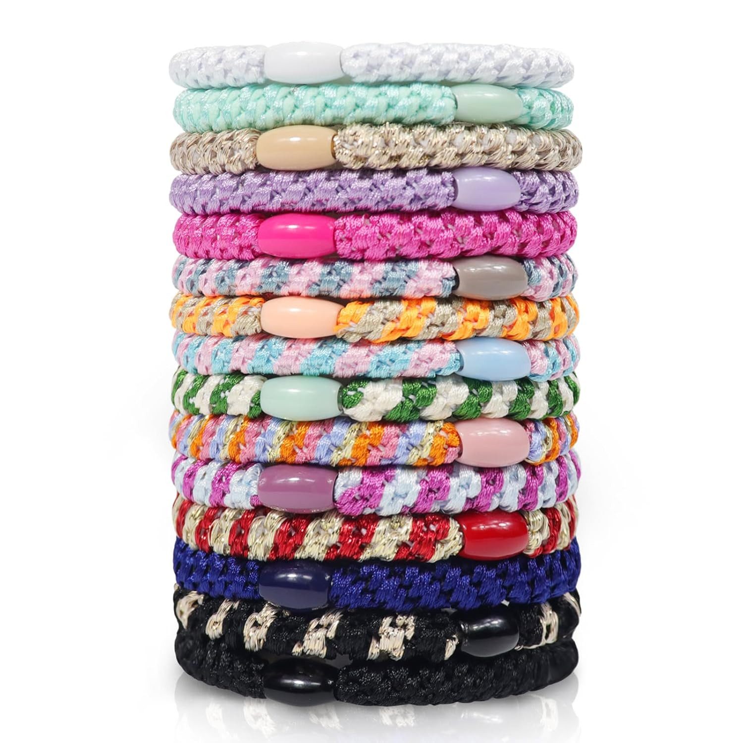 AFKSMILE Haargummi 15 Stück Haargummis Damen,Ohne Metall Geflochtener,Elastisch Hair Ties, Keine Pull oder Beschädigung Pferdeschwanz Halter, Haarbänder