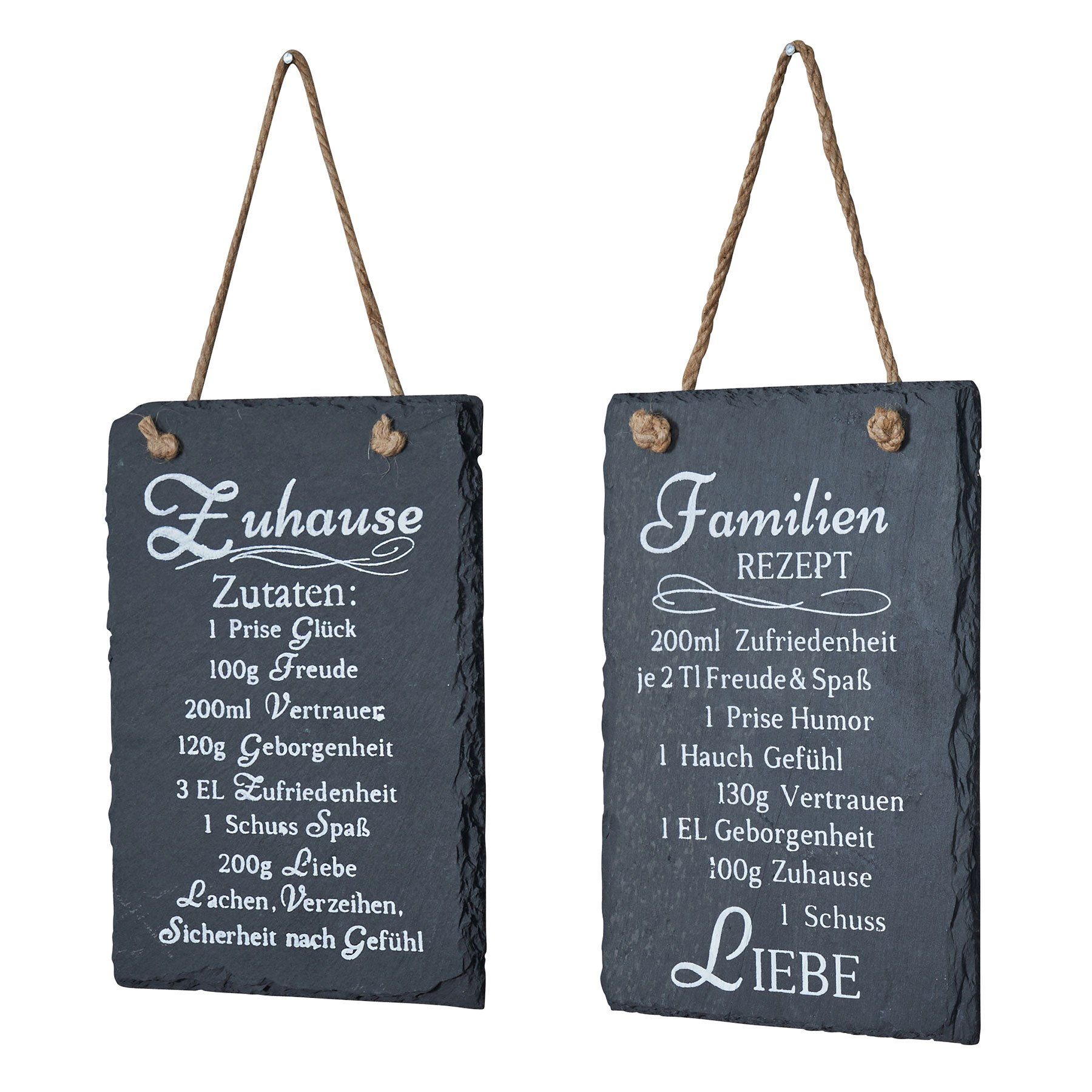 Levandeo® Wandbild, 2er Set Wandbilder Sprüche 15x20cm Rezept Schilder Familie