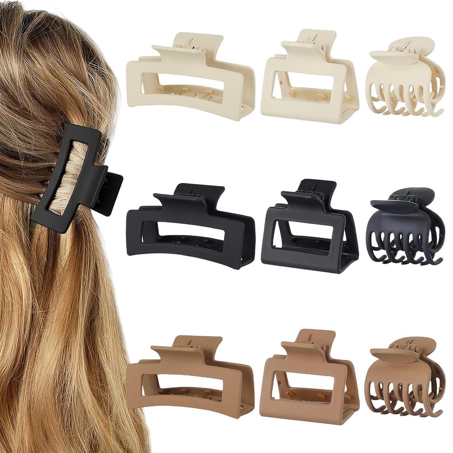 LuxusKollektion Haarklammer Haarklammer Set 9 Stück Klauen Haarspangen Damen Dünnes Dickes Haar